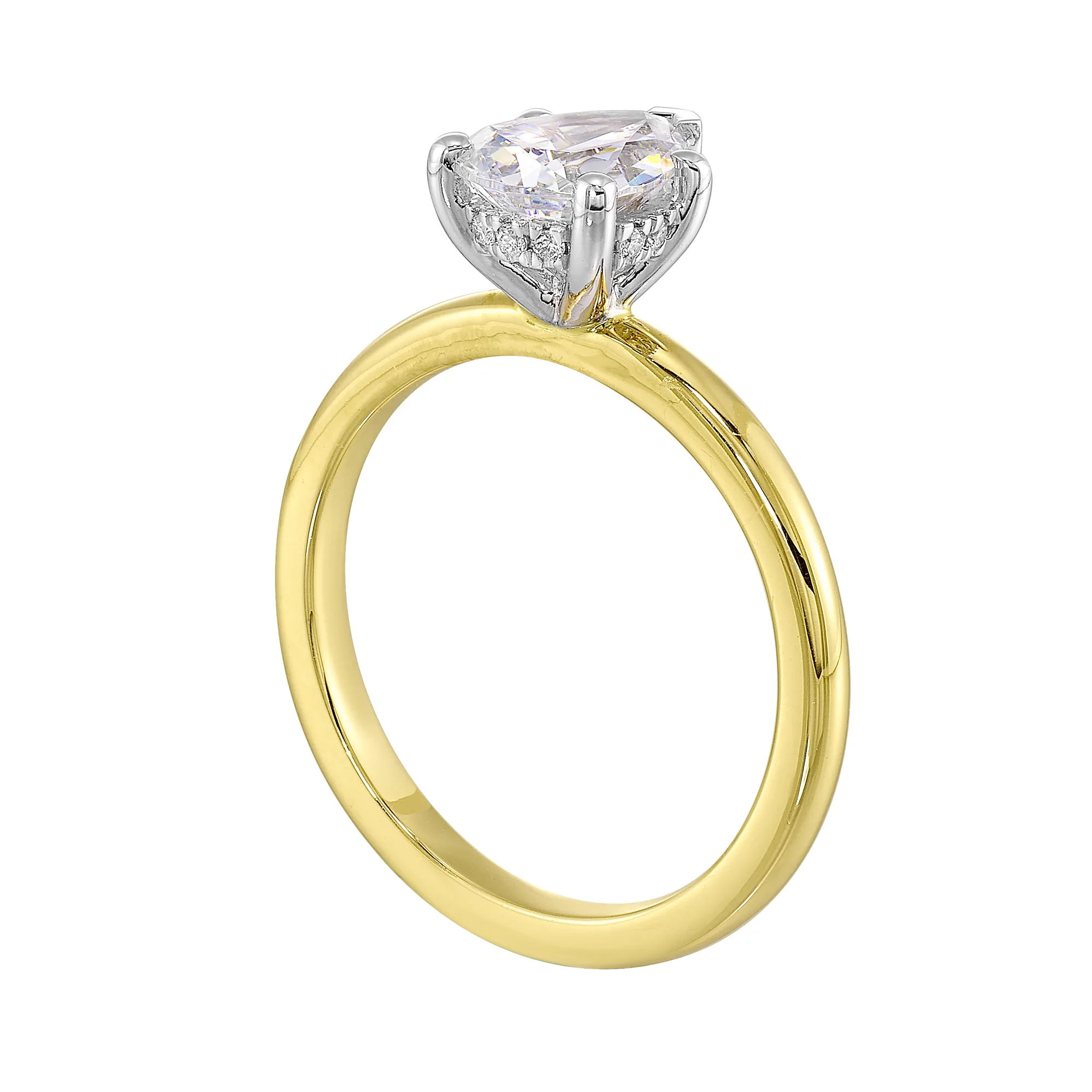 14Kt White Yellow Semi Mount 1/20Ctw For 1 1/2Ct Pear Center view 3