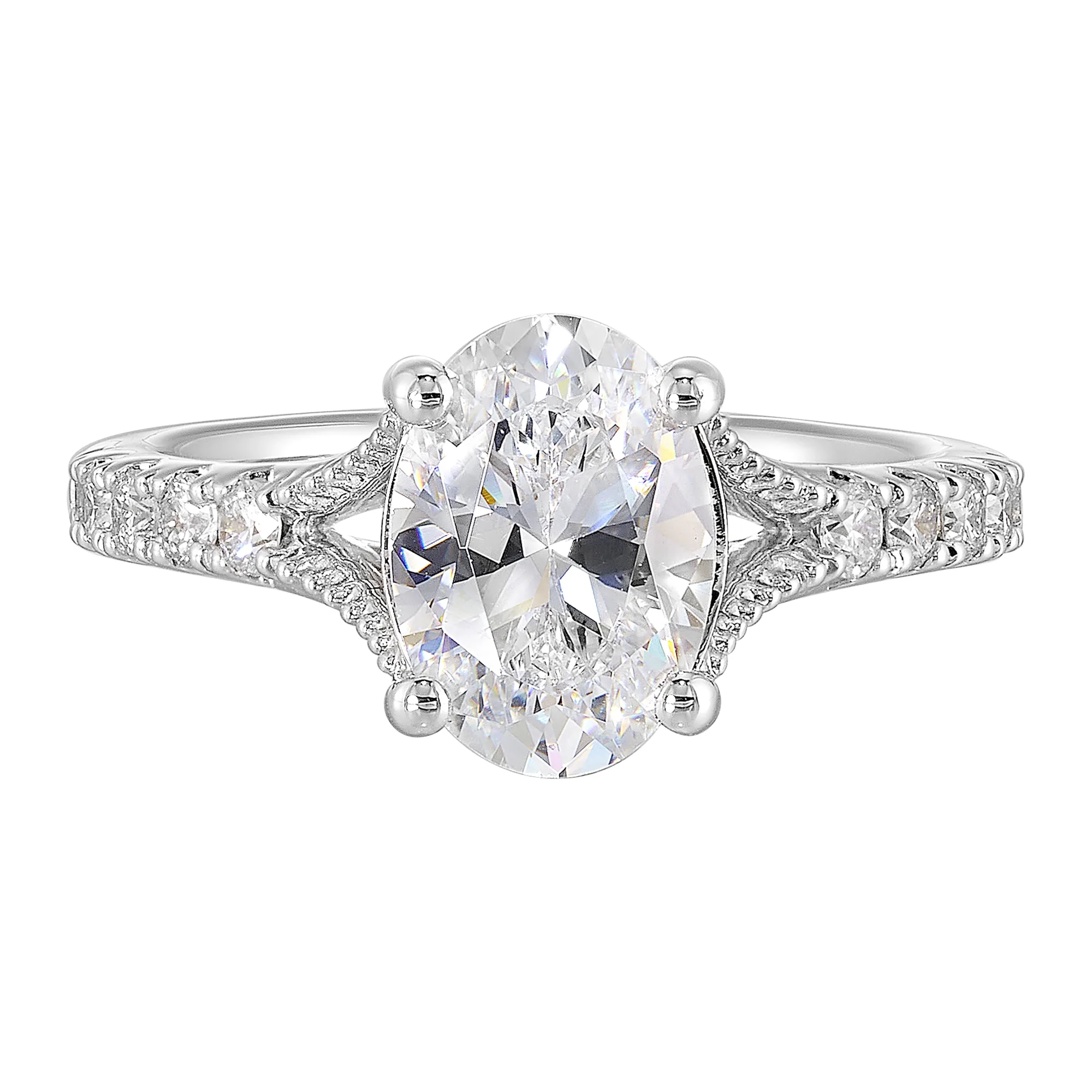 14Kt White Semi Mount 1/3Ctw For 2Ct Oval Center