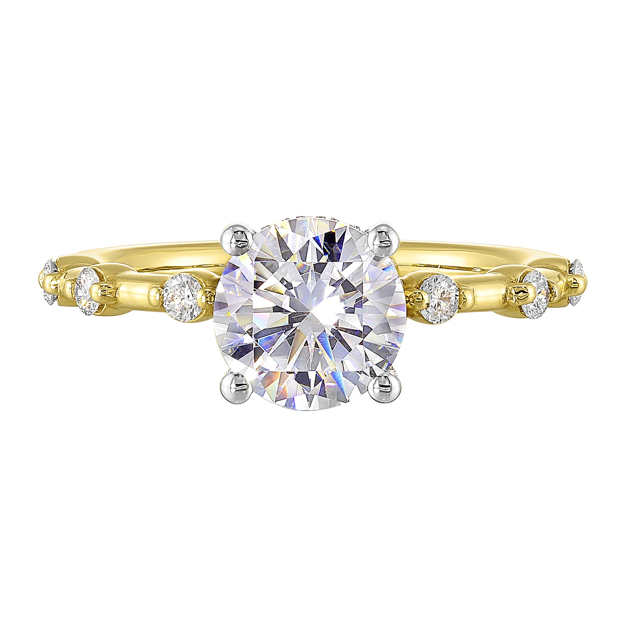 14Kt White Yellow Semi Mount 1/4Ctw For 1 1/2Ct Round Center