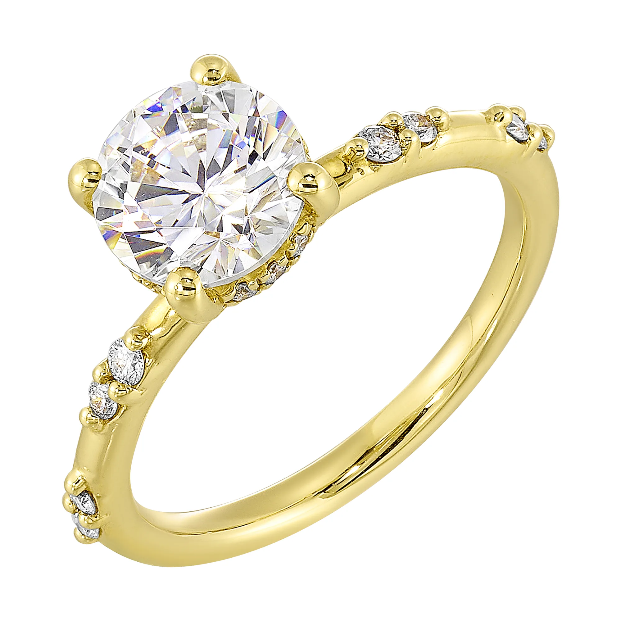 14Kt Yellow Semi Mount 1/6Ctw For 1 1/2Ct Round Center view 2