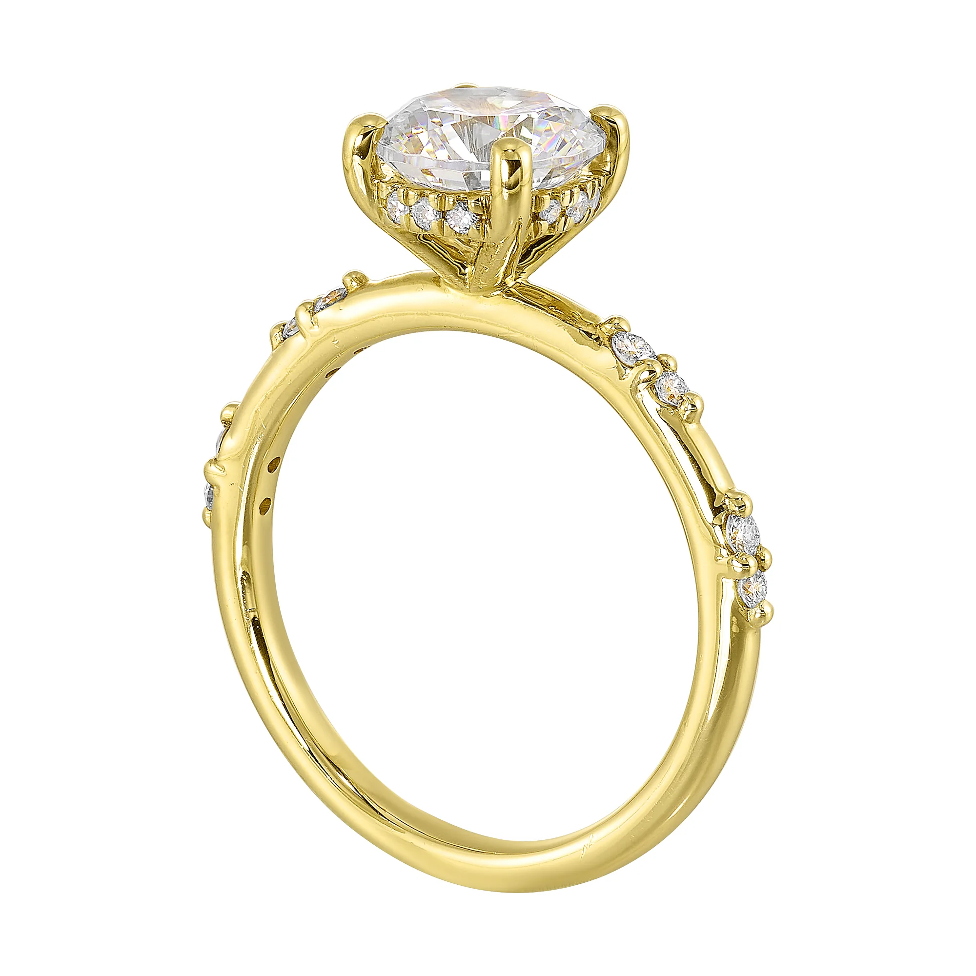 14Kt Yellow Semi Mount 1/6Ctw For 1 1/2Ct Round Center view 3