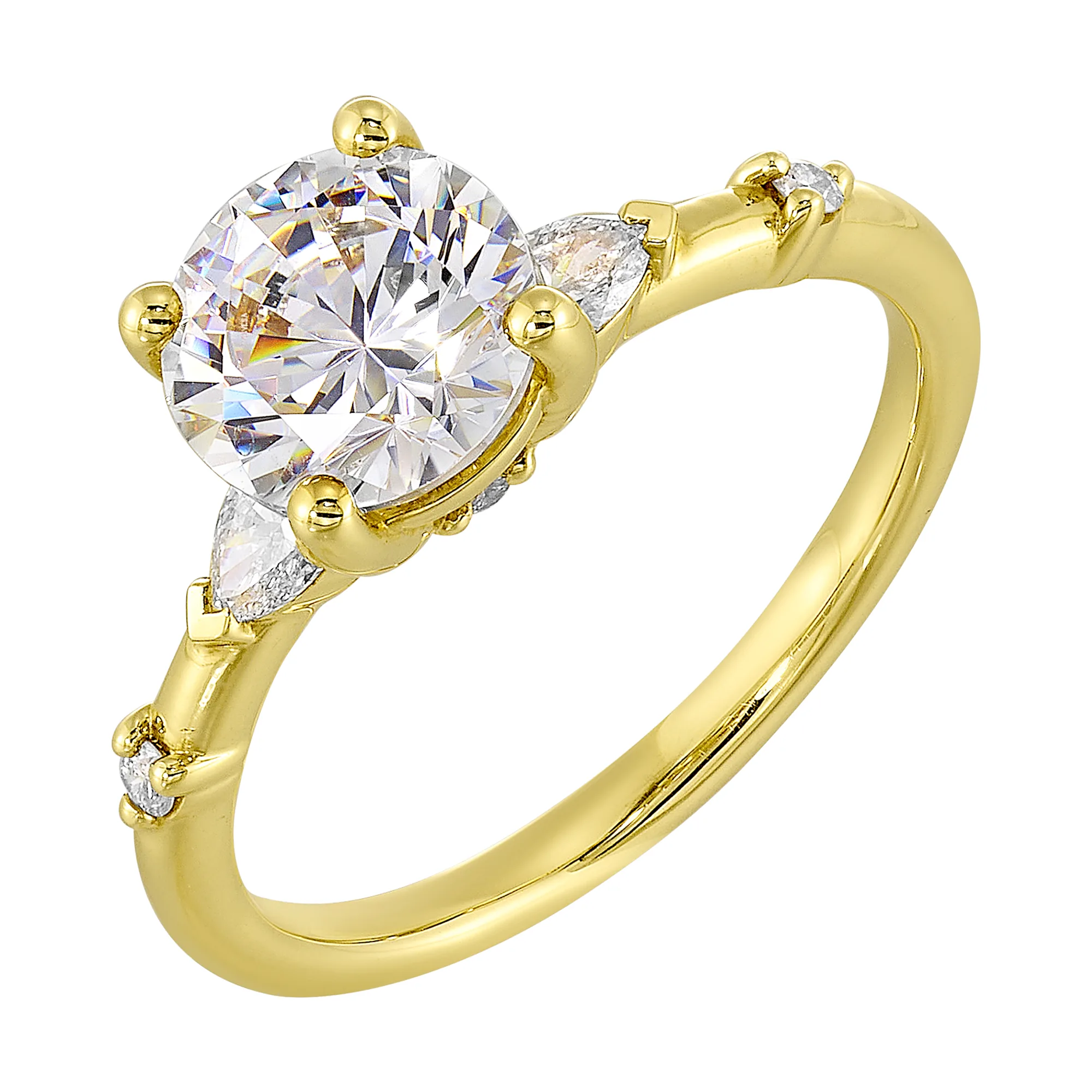 14Kt Yellow Semi Mount 1/5Ctw For 1 1/2Ct Round Center view 2