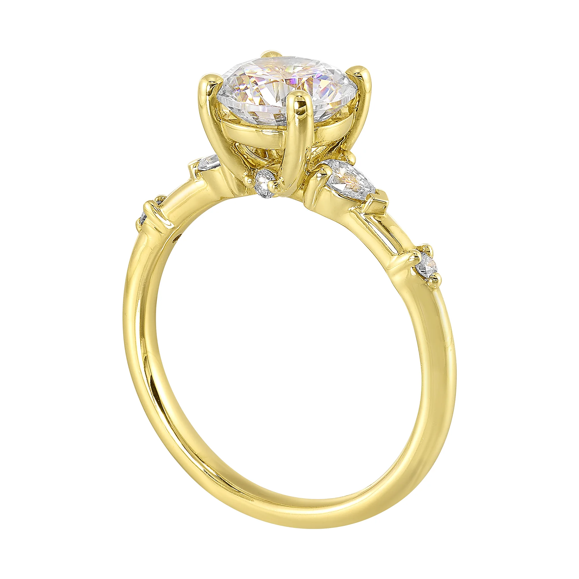 14Kt Yellow Semi Mount 1/5Ctw For 1 1/2Ct Round Center view 3