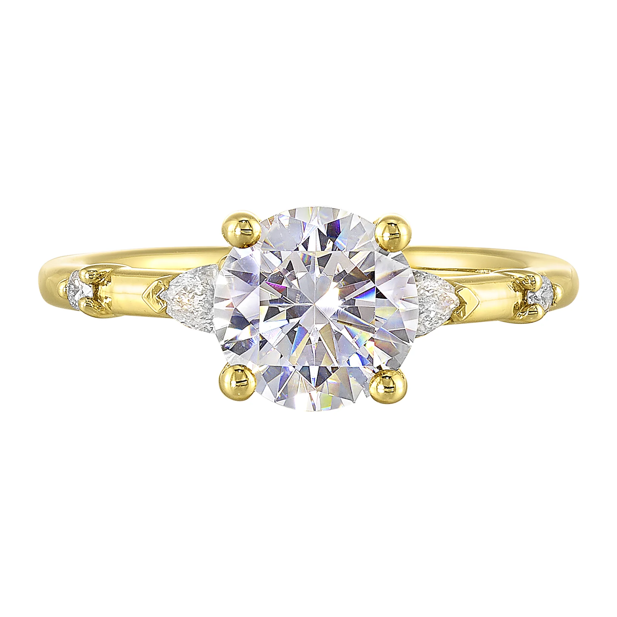 14Kt Yellow Semi Mount 1/5Ctw For 1 1/2Ct Round Center