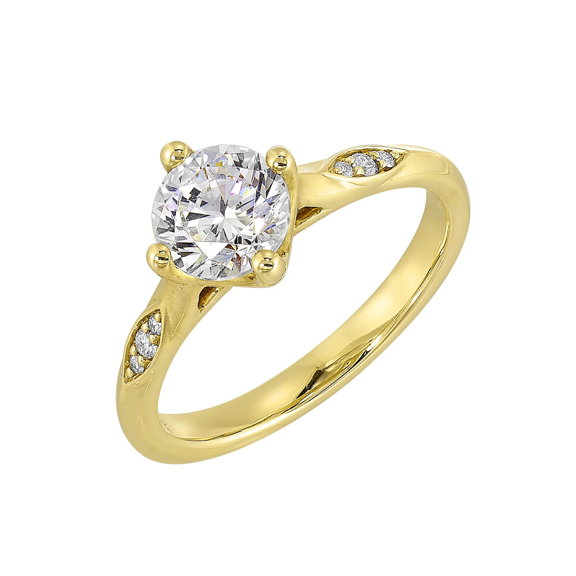 14Kt Yellow Semi Mount 1/20Ctw For 1Ct Round Center view 2