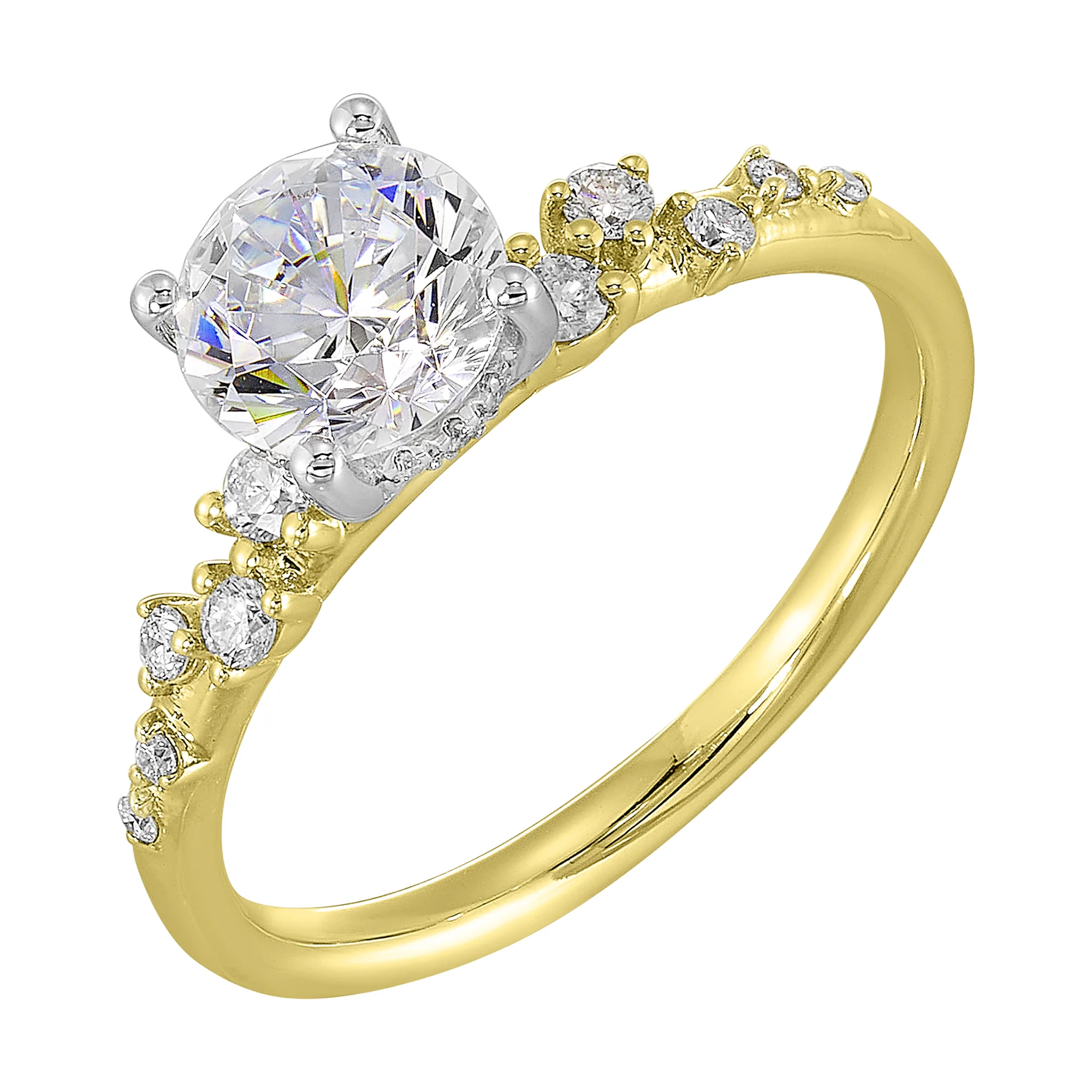 14Kt White Yellow Semi Mount 1/5Ctw For 1Ct Round Center view 2