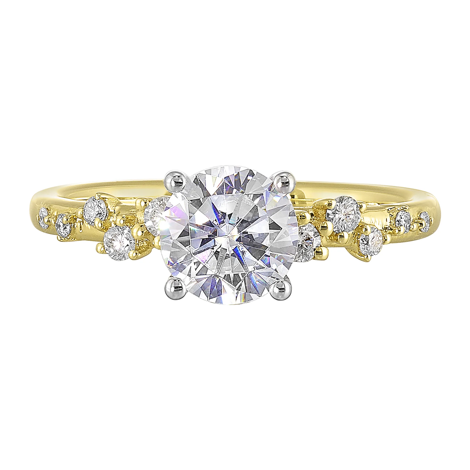 14Kt White Yellow Semi Mount 1/5Ctw For 1Ct Round Center