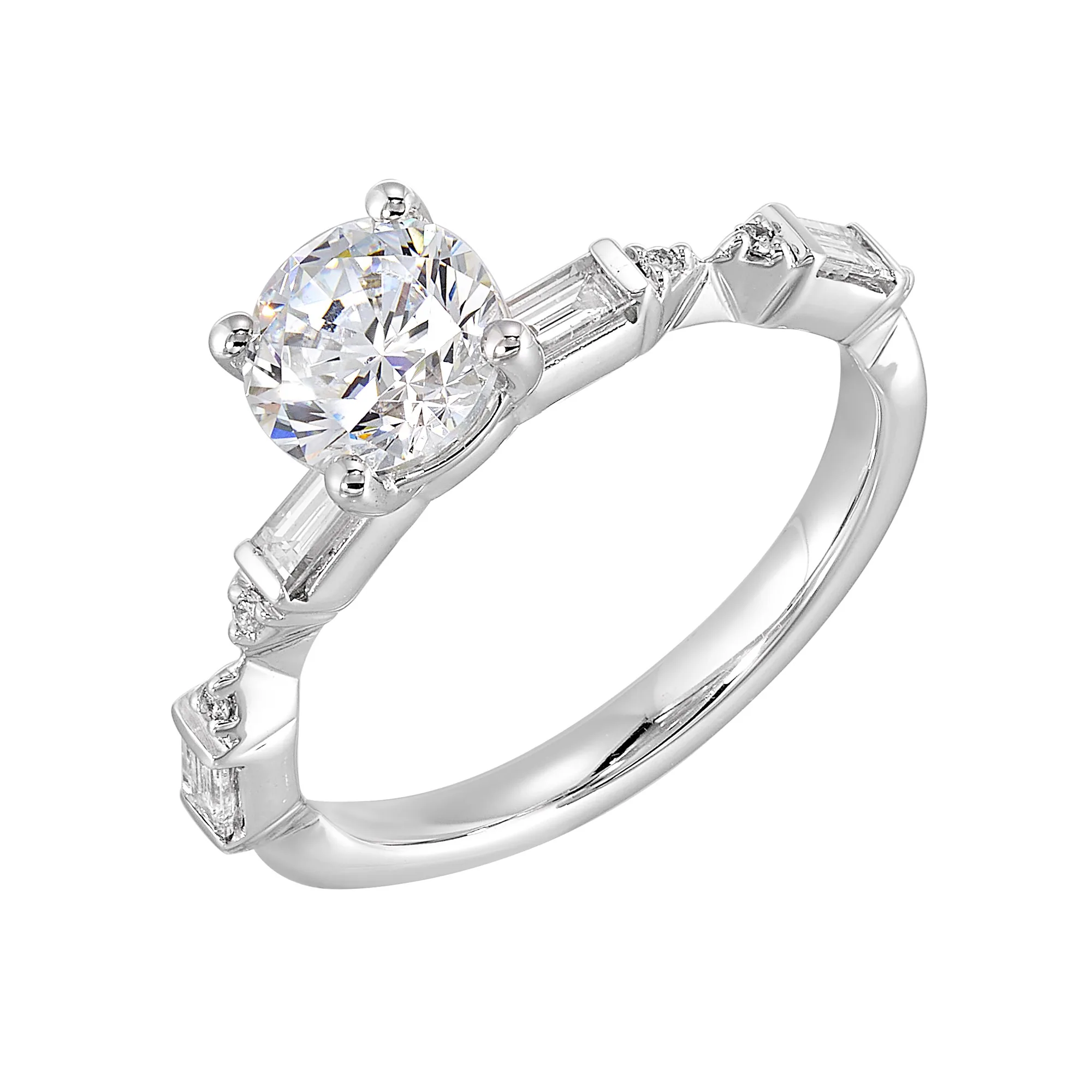 14Kt White Semi Mount 1/3Ctw For 1Ct Round Center view 2