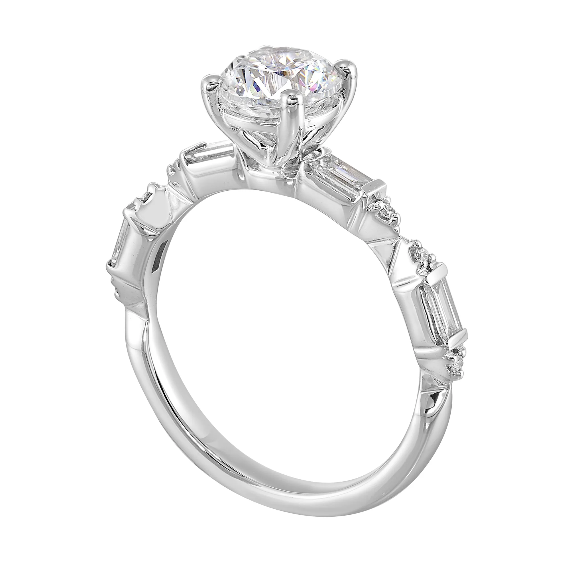14Kt White Semi Mount 1/3Ctw For 1Ct Round Center view 3