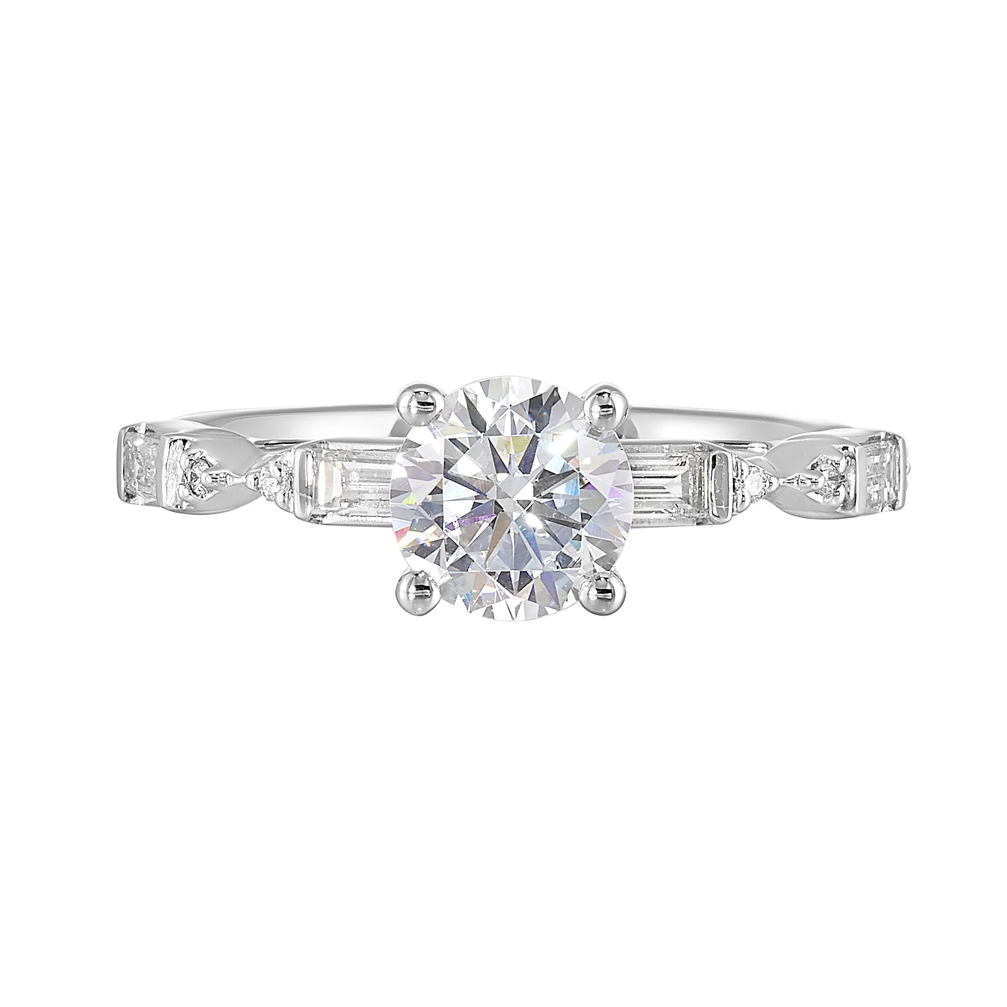 14Kt White Semi Mount 1/3Ctw For 1Ct Round Center