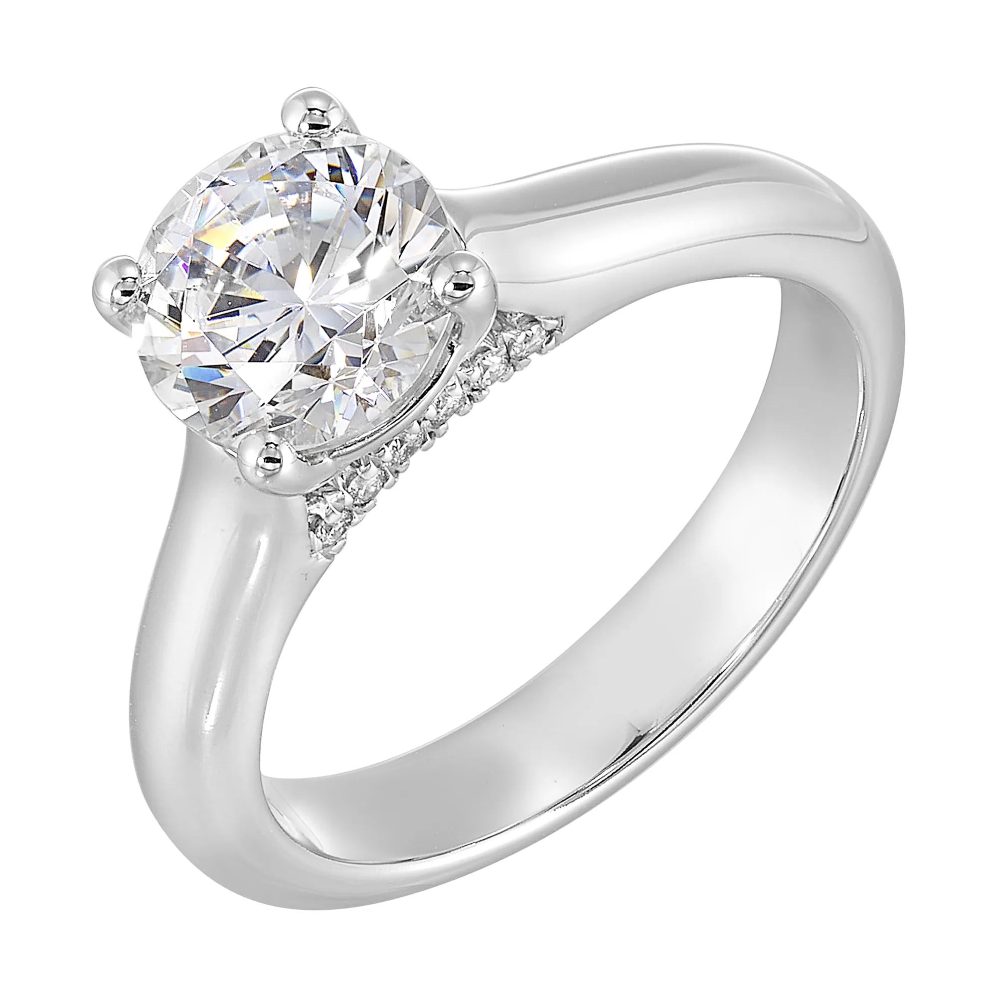 14Kt White Semi Mount 1/20Ctw For 1 1/2Ct Round Center view 2