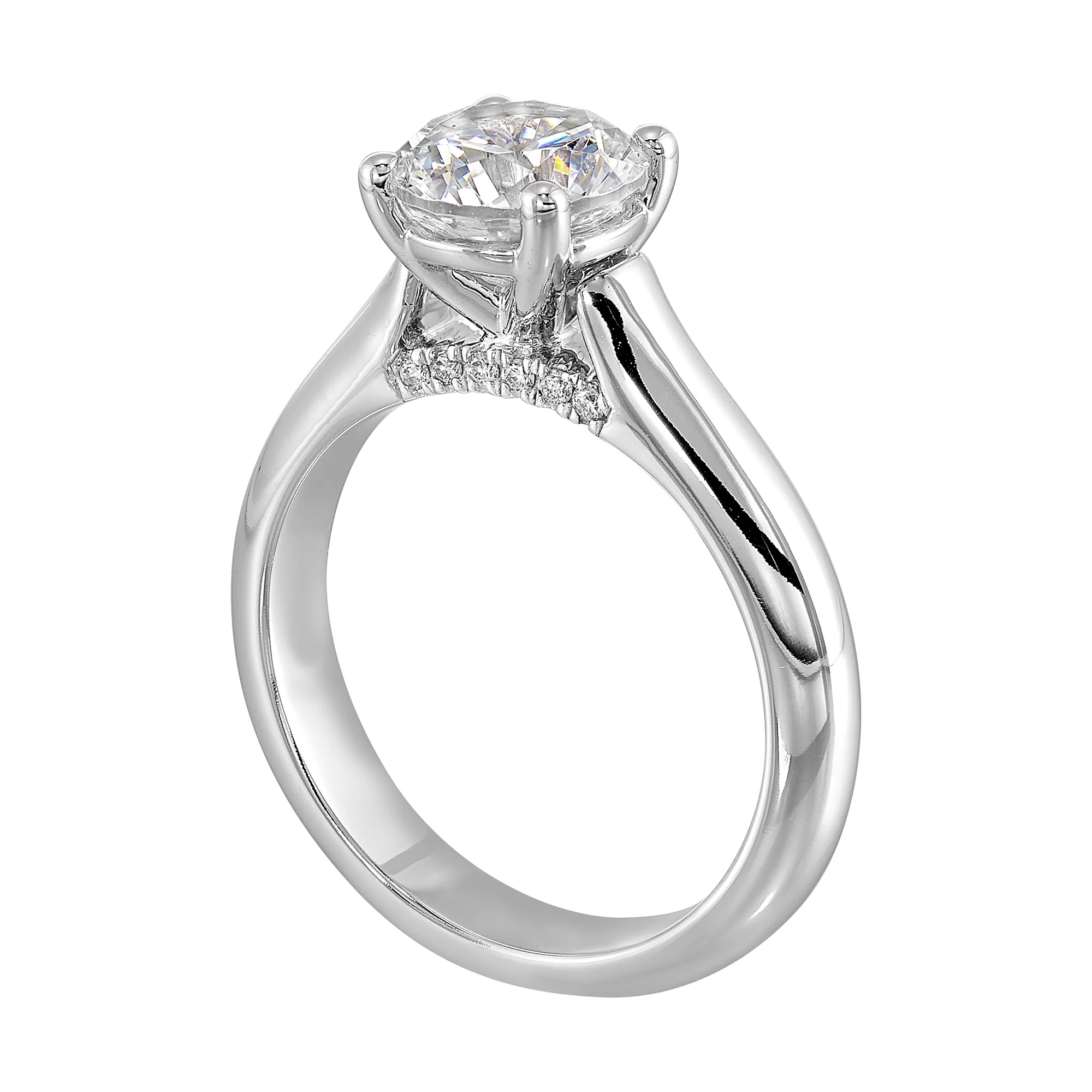 14Kt White Semi Mount 1/20Ctw For 1 1/2Ct Round Center view 3