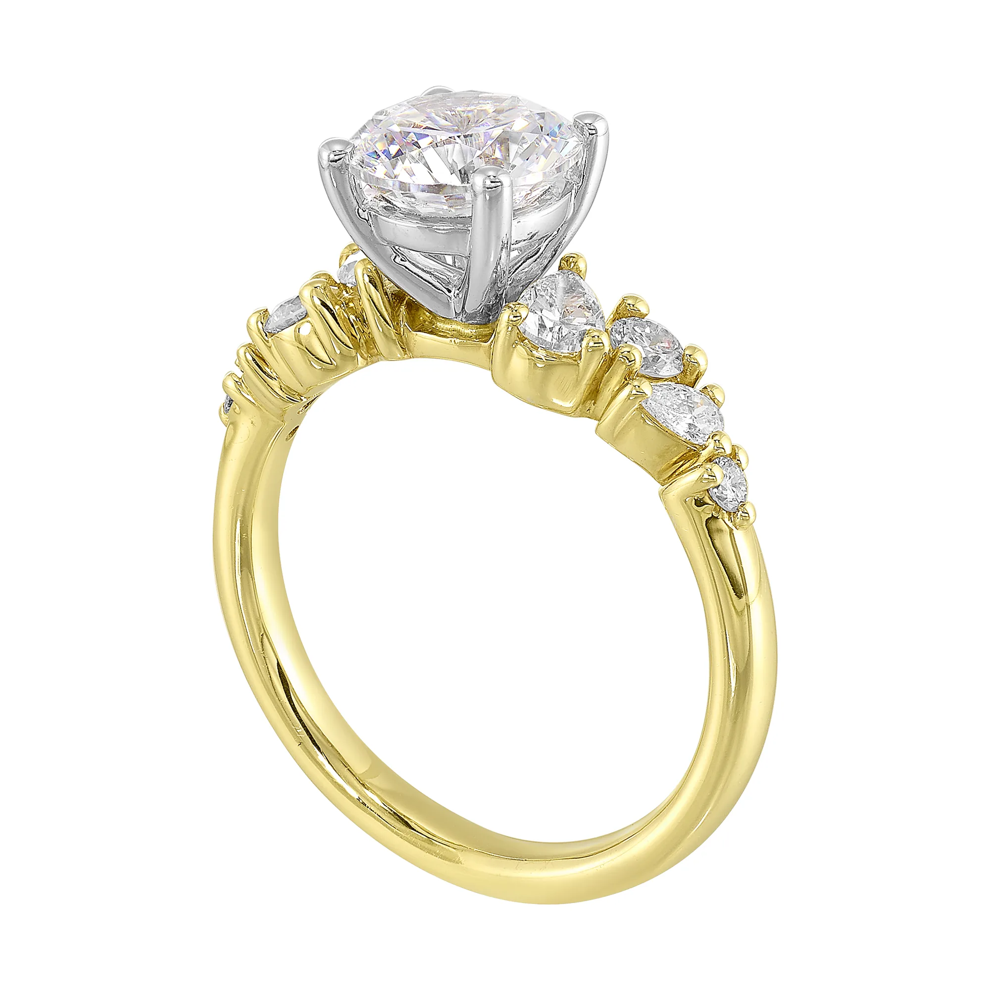 14Kt White Yellow Semi Mount 1/2Ctw For 1 1/2Ct Round Center view 3