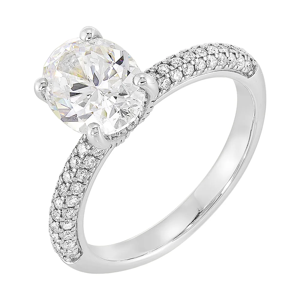 14Kt White Semi Mount 3/8Ctw For 2Ct Oval Center view 2