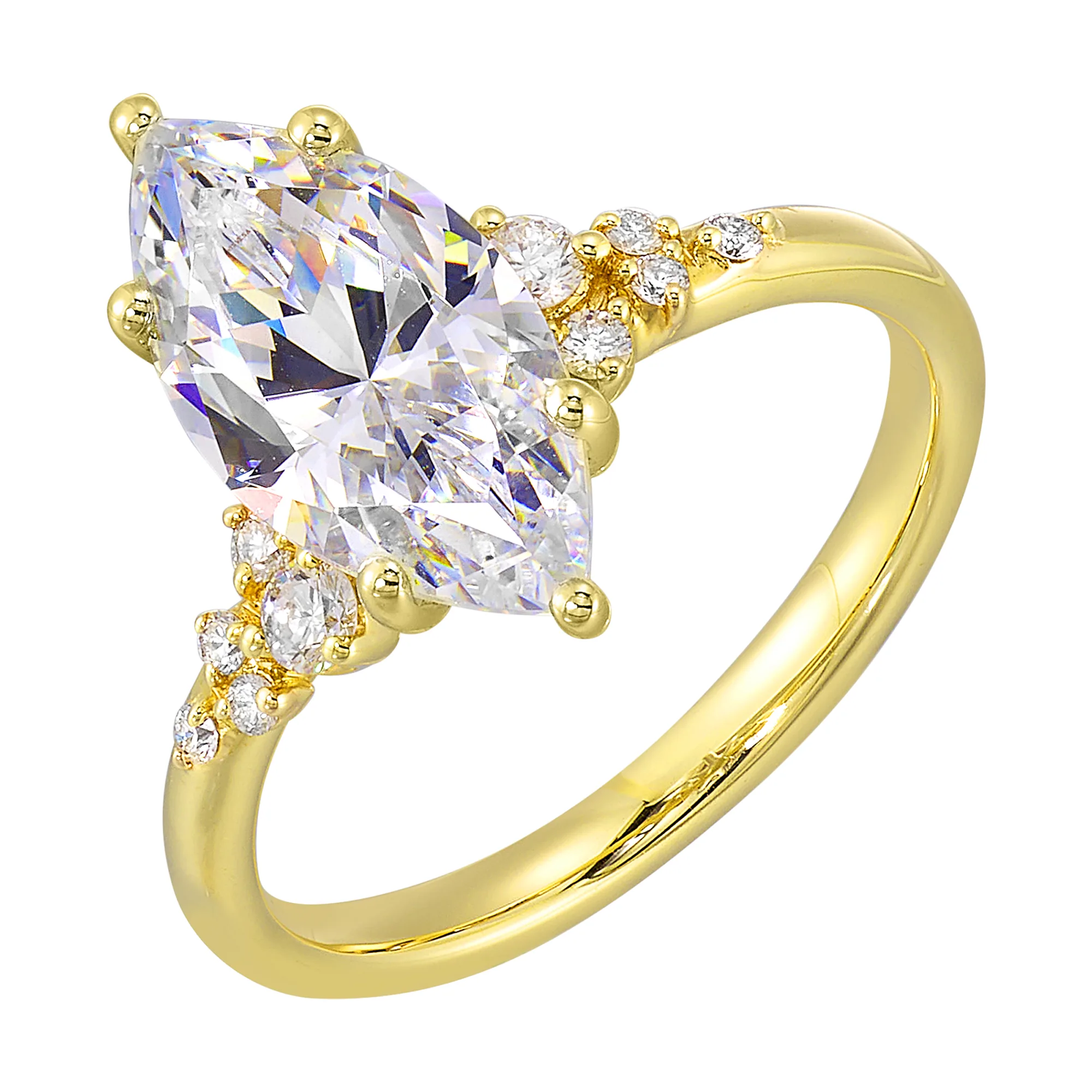 14Kt Yellow Semi Mount 1/6Ctw For 2Ct Maquise Center view 2