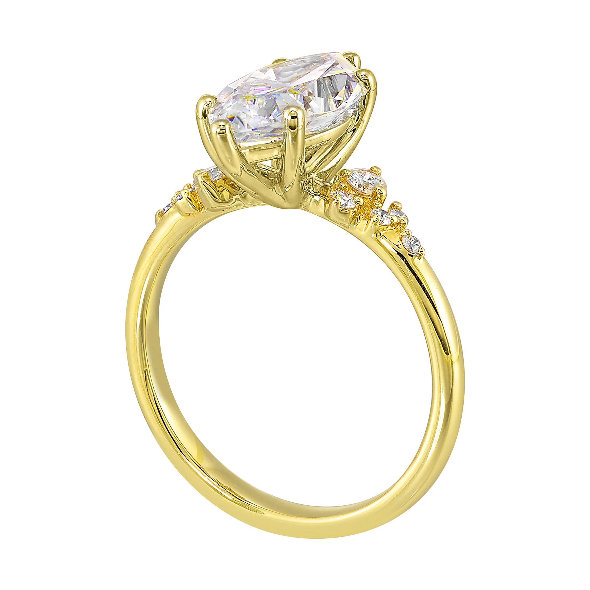 14Kt Yellow Semi Mount 1/6Ctw For 2Ct Maquise Center view 3