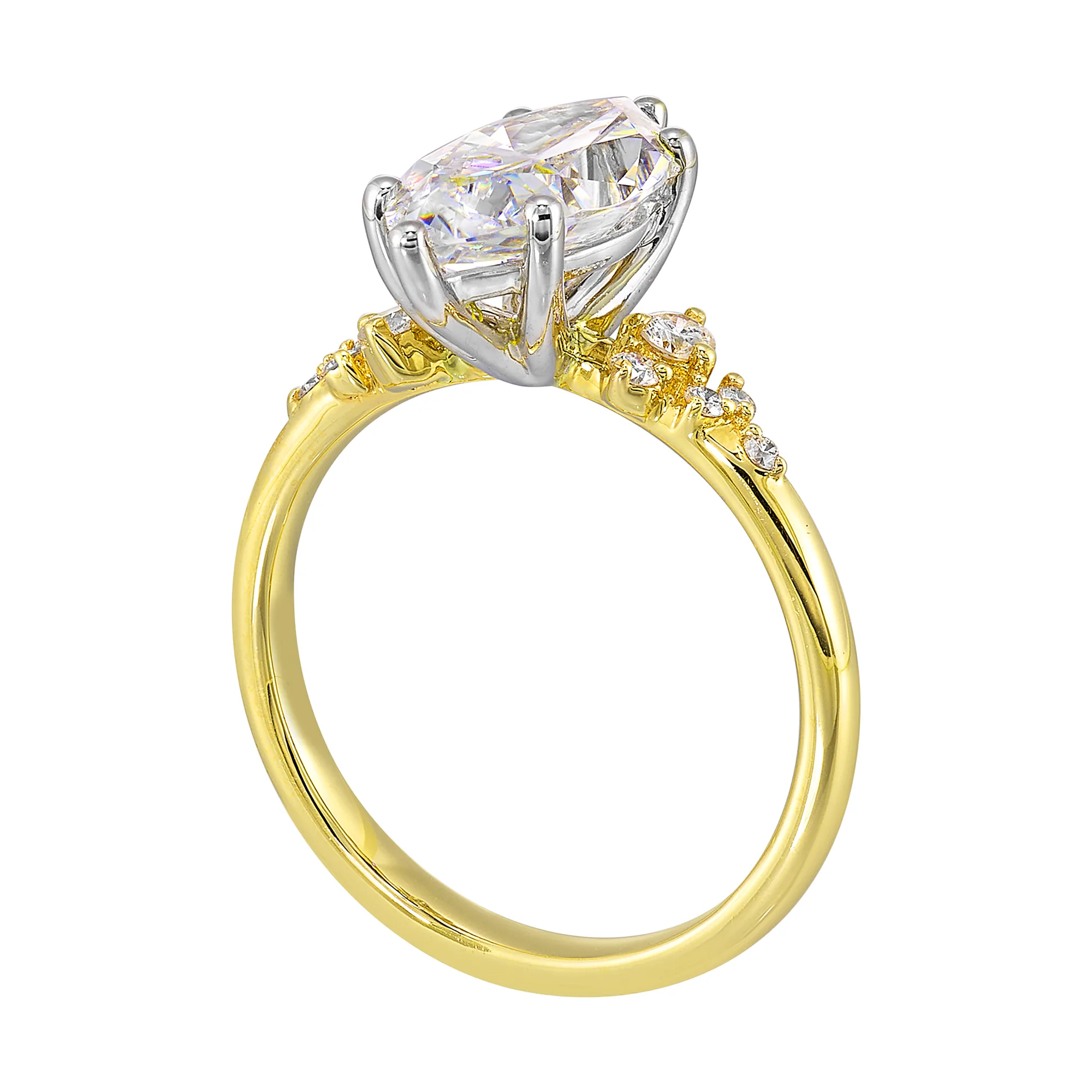 14Kt White Yellow Semi Mount 1/6Ctw For 2Ct Marquise Center view 3