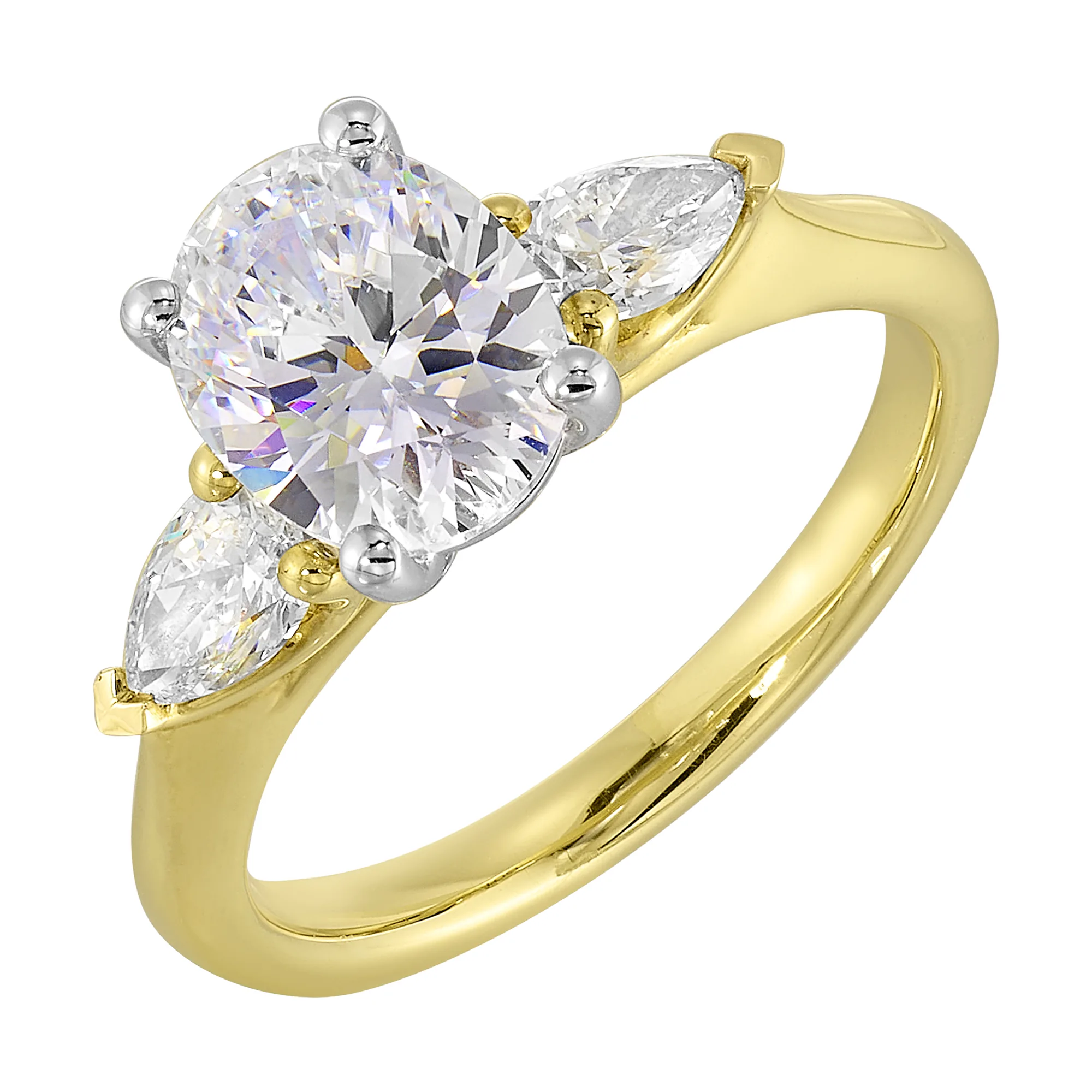 14Kt White Yellow Semi Mount 1/2Ctw For 2Ct Oval Center view 2