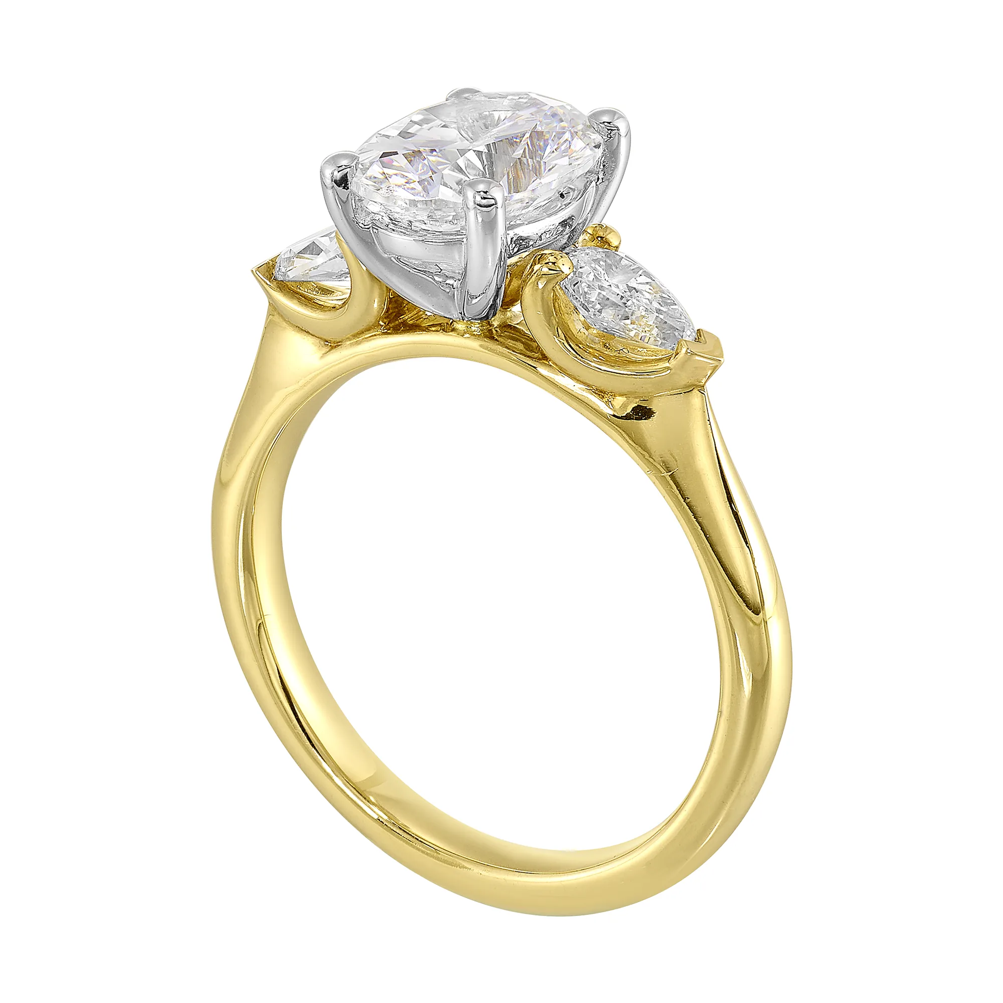 14Kt White Yellow Semi Mount 1/2Ctw For 2Ct Oval Center view 3