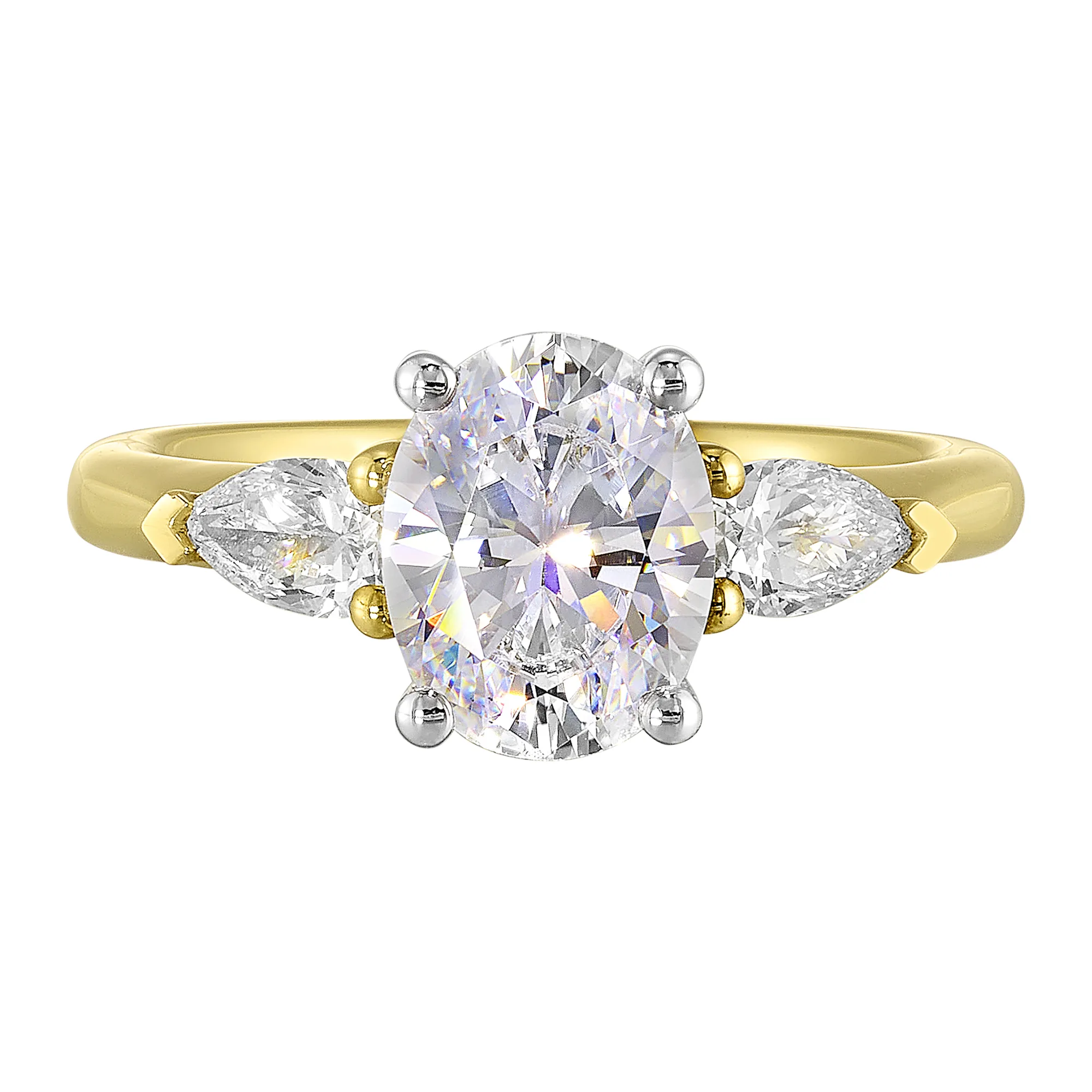 14Kt White Yellow Semi Mount 1/2Ctw For 2Ct Oval Center