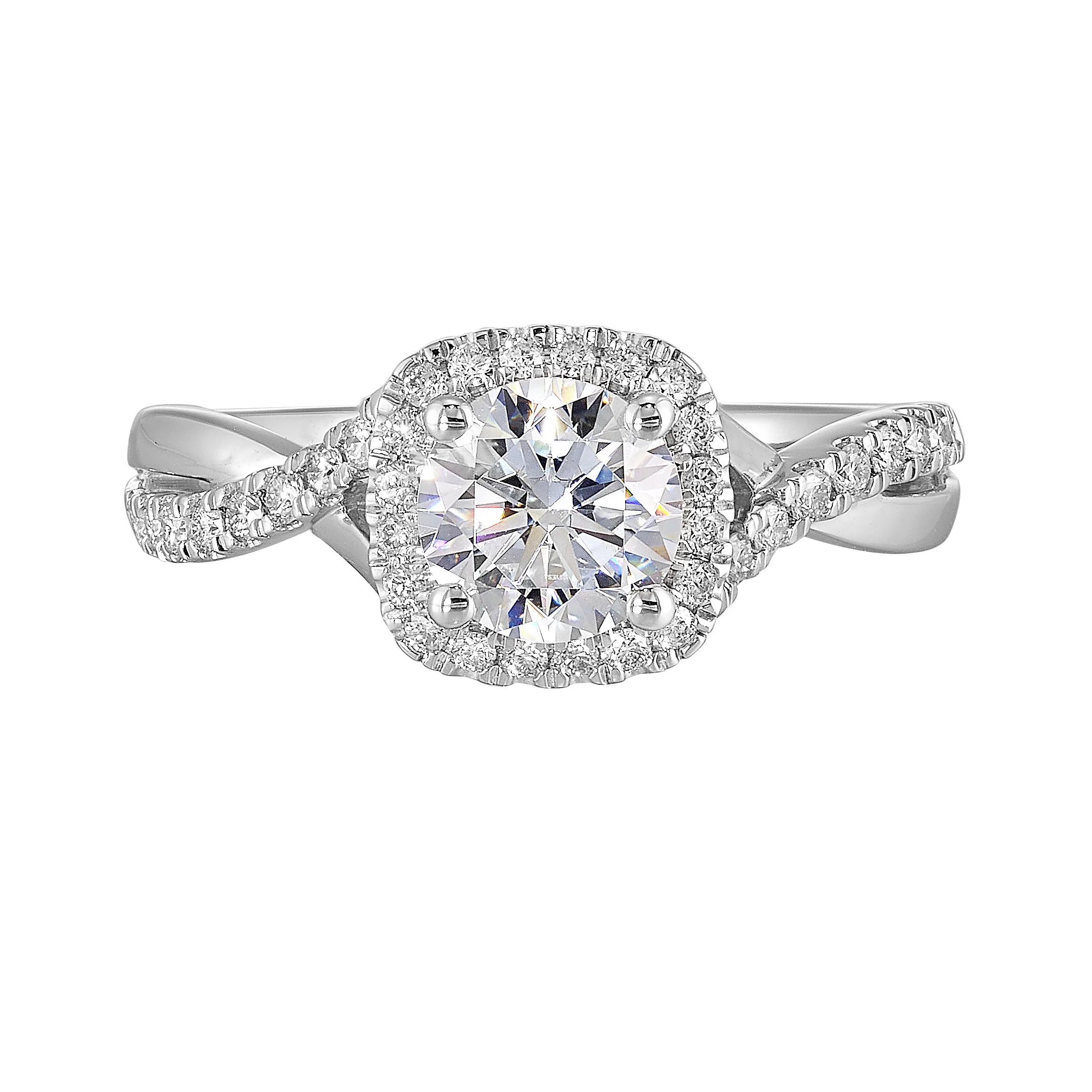 14Kt White Semi Mount 1/4Ctw For 1Ct Round Center