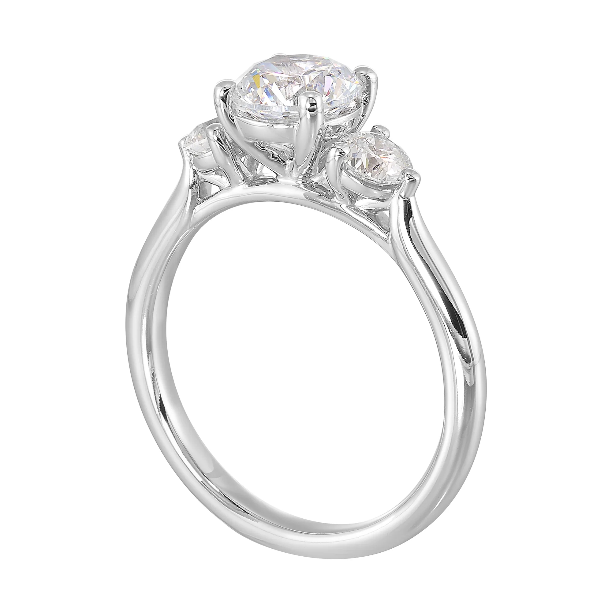 14Kt White Semi Mount 1/2Ctw For 1Ct Round Center view 3