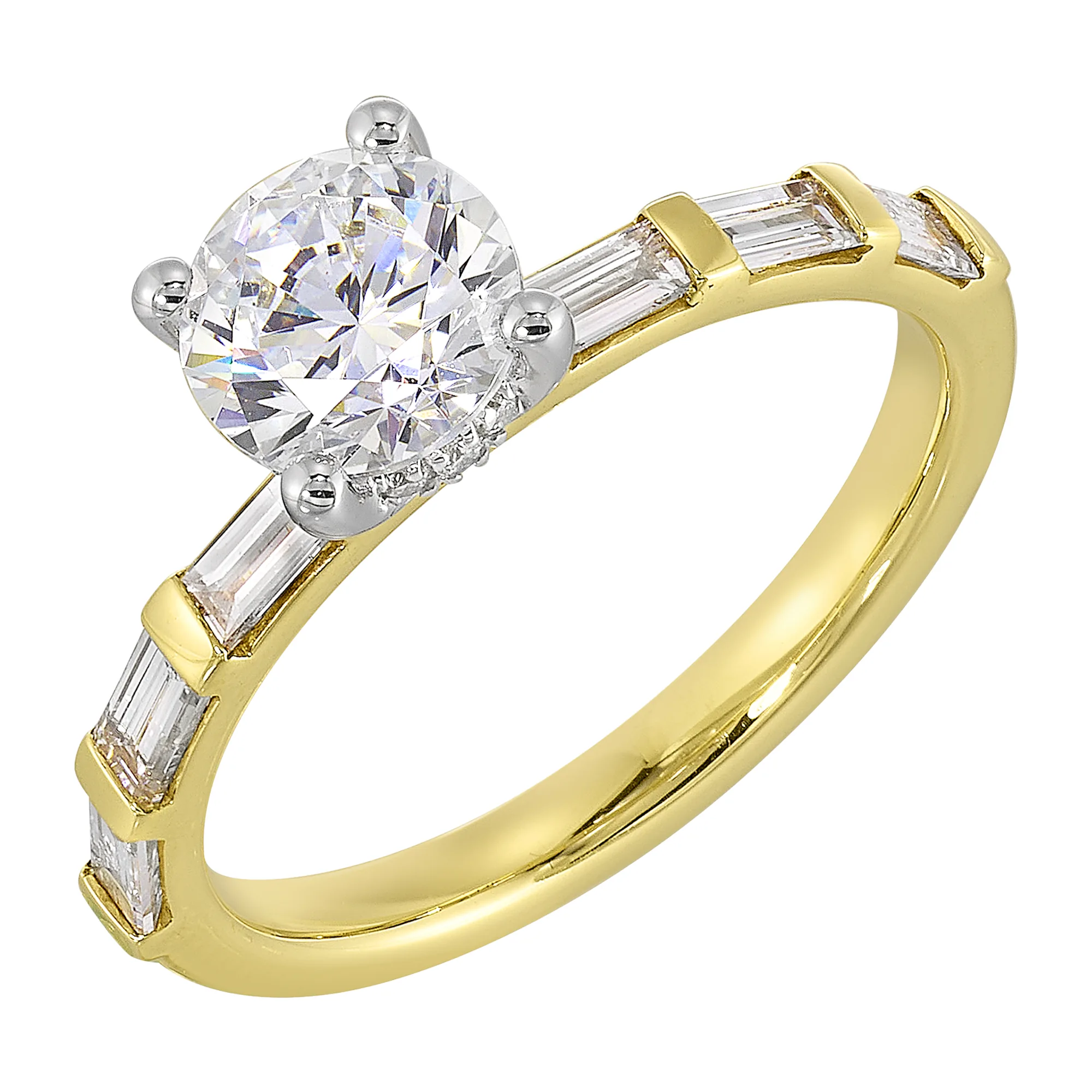 14Kt White Yellow Semi Mount 1/2Ctw For 1Ct Round Center view 2