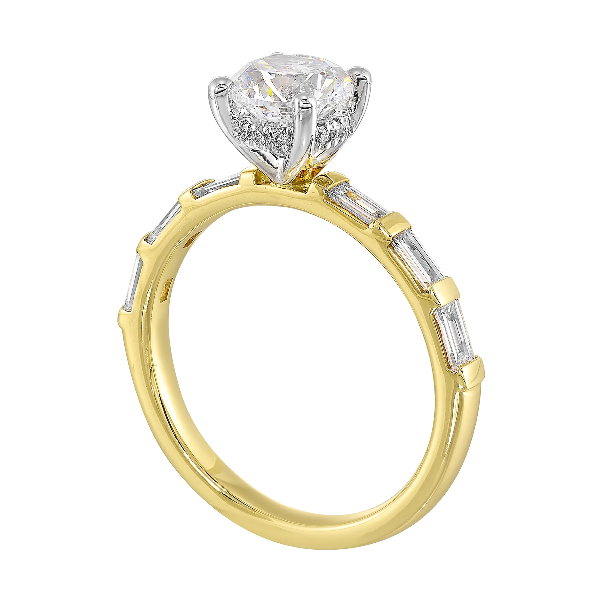 14Kt White Yellow Semi Mount 1/2Ctw For 1Ct Round Center view 3