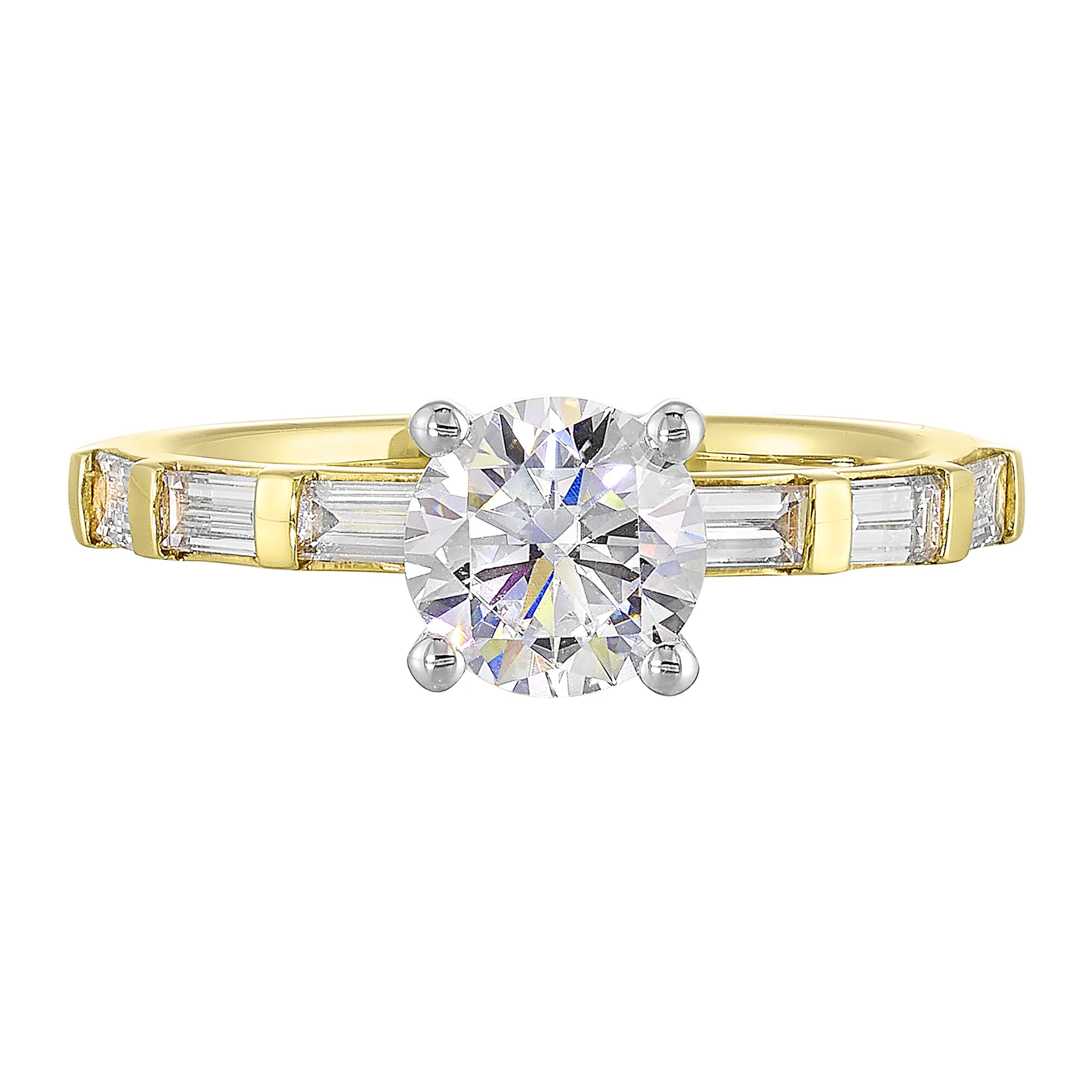 14Kt White Yellow Semi Mount 1/2Ctw For 1Ct Round Center