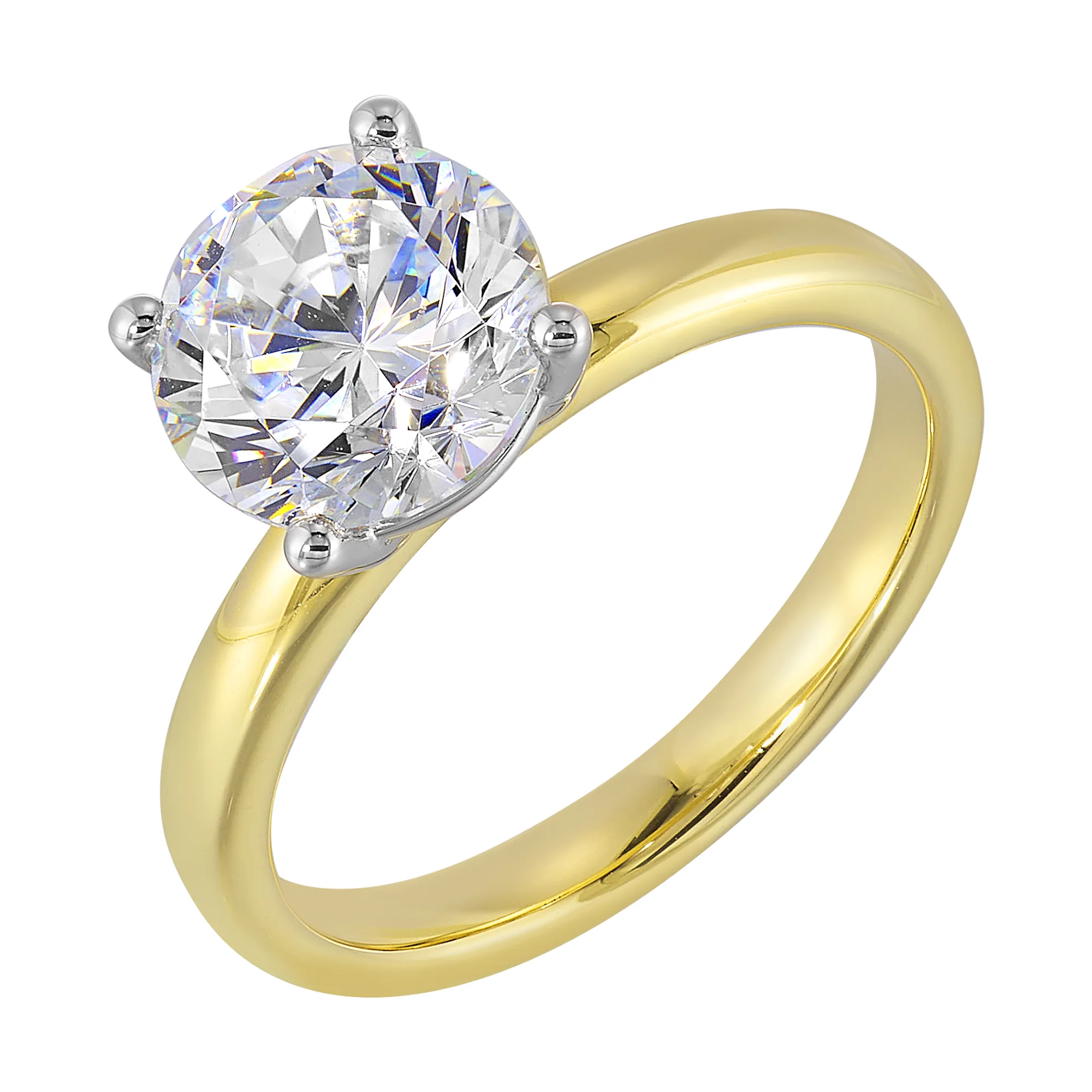 14Kt White Yellow Semi Mount For 2Ct Round Center view 2