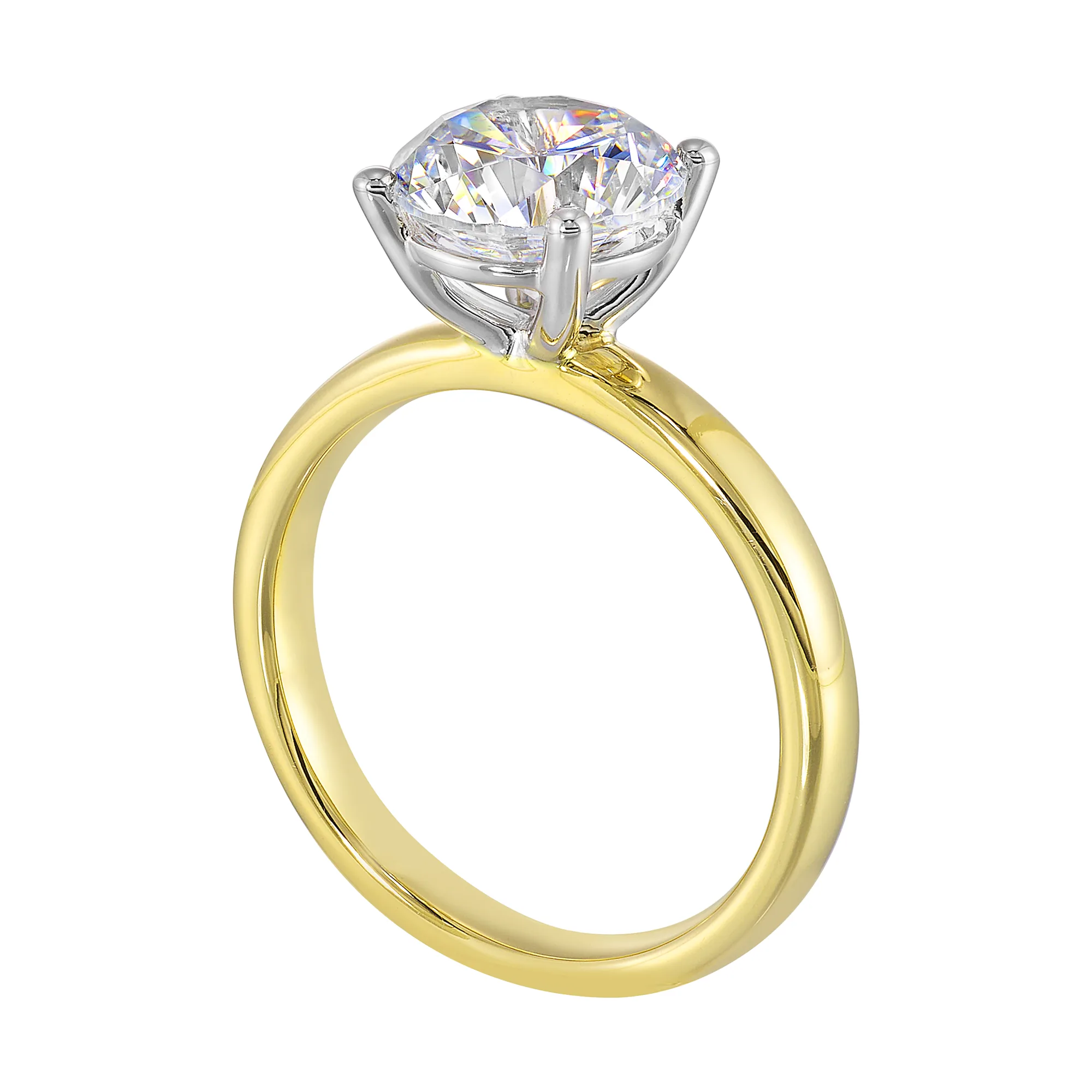 14Kt White Yellow Semi Mount For 2Ct Round Center view 3