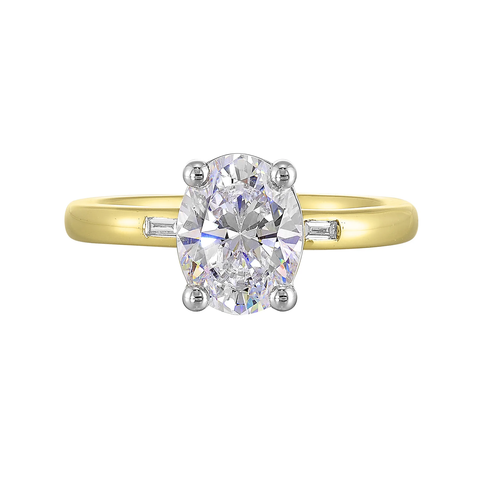 14Kt White Yellow Semi Mount 1/20Ctw For 2Ct Oval Center