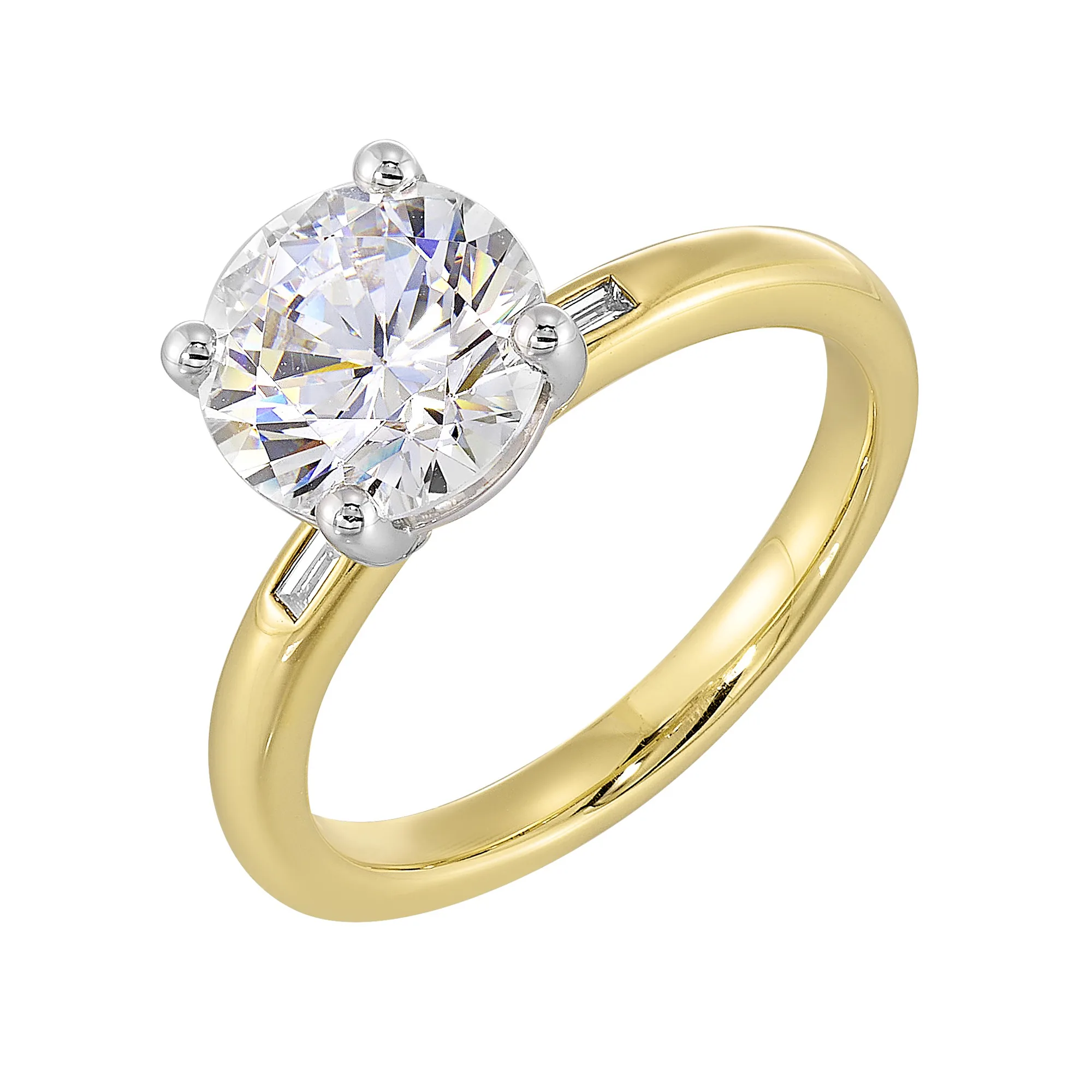 14Kt White Yellow Semi Mount 1/15Ctw For 2Ct Round Center view 2
