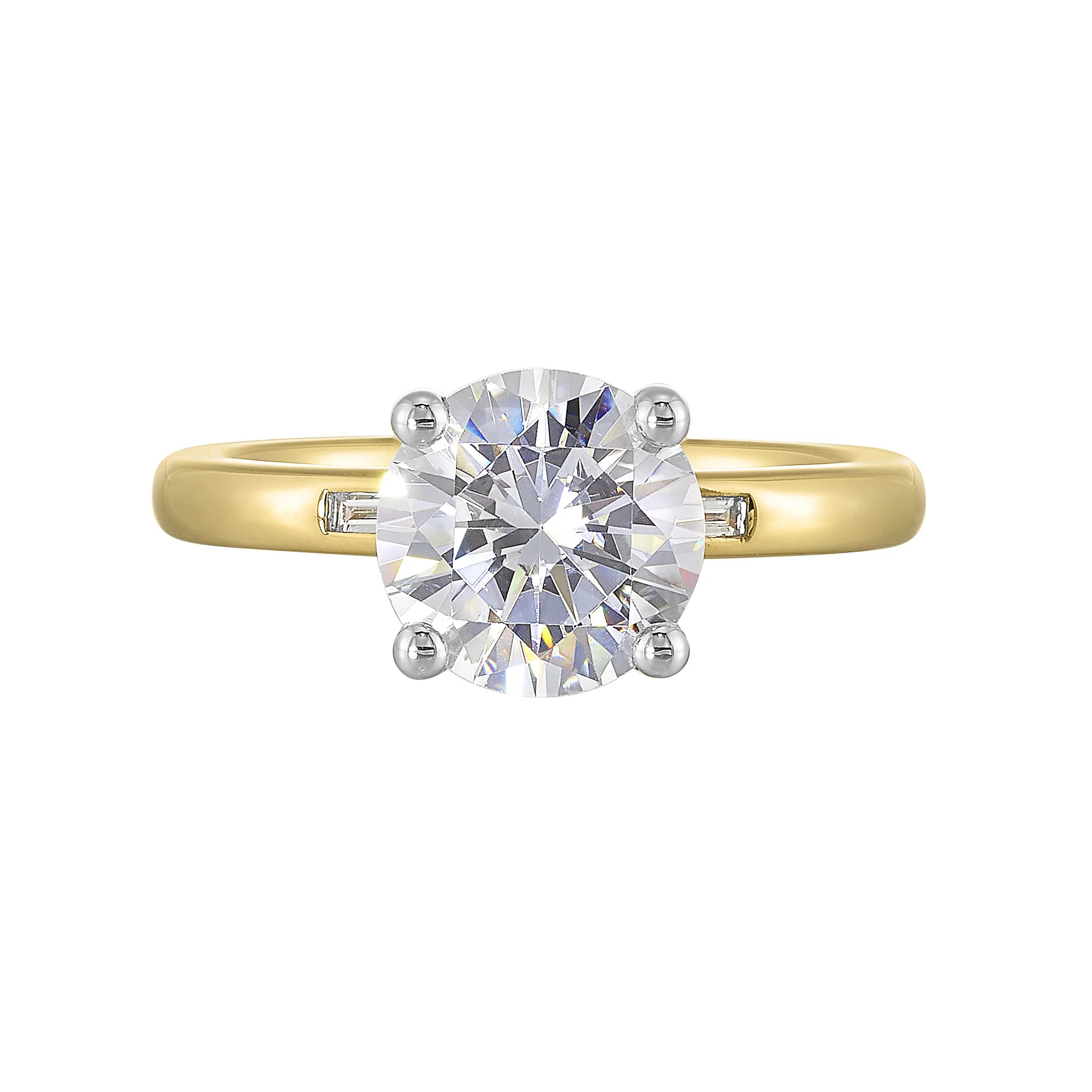 14Kt White Yellow Semi Mount 1/15Ctw For 2Ct Round Center
