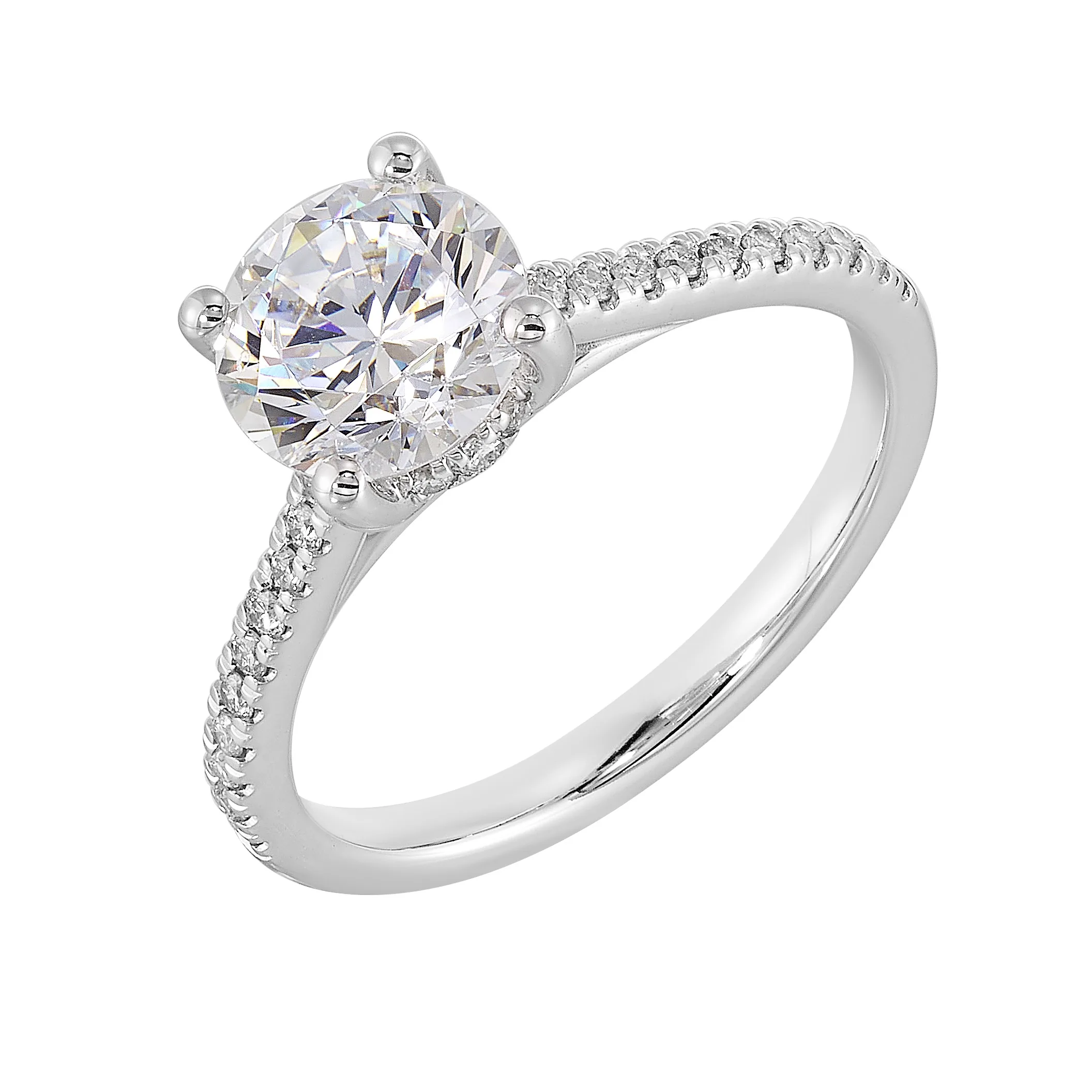 14Kt White Semi Mount 1/5Ctw For 1 1/2Ct Round Center view 2