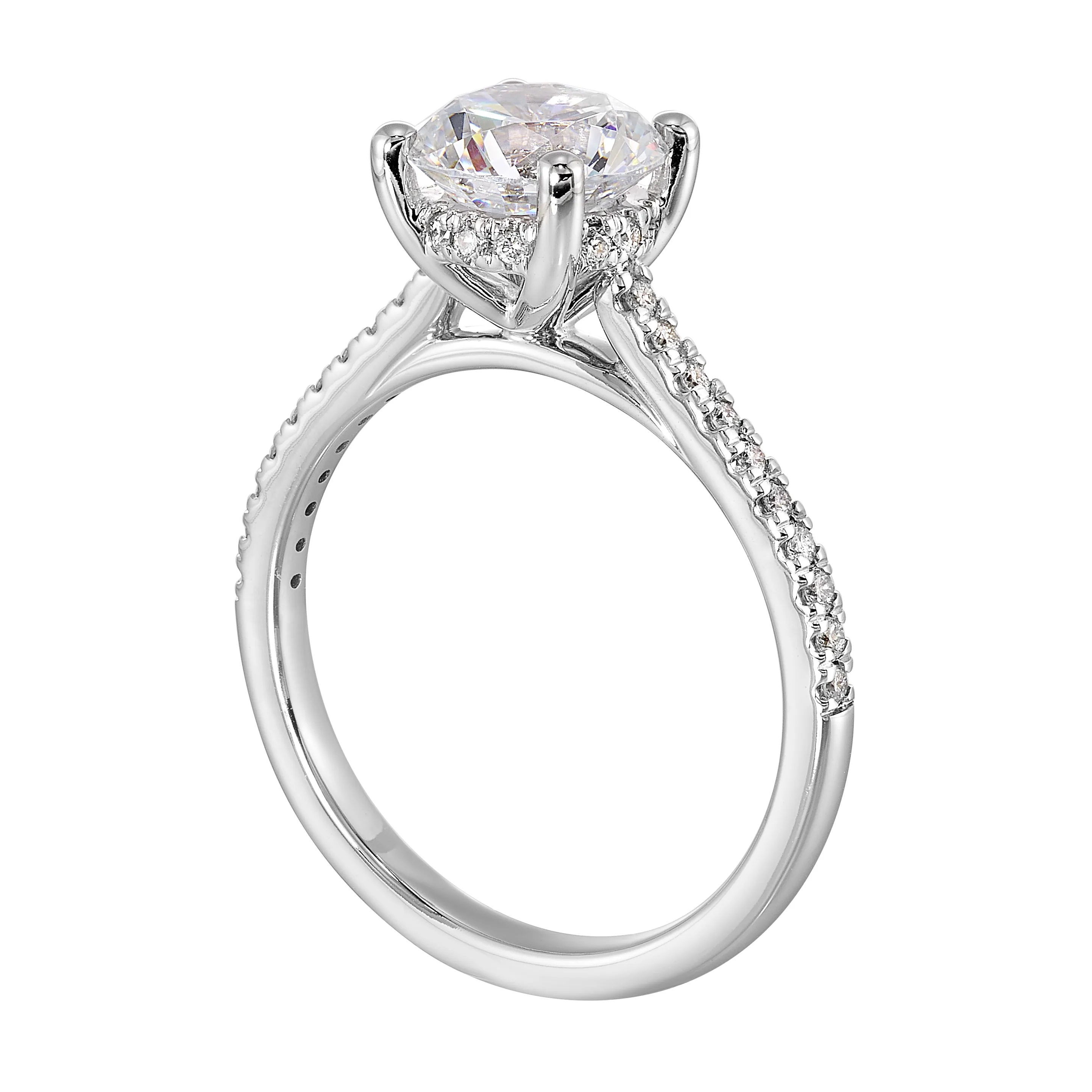 14Kt White Semi Mount 1/5Ctw For 1 1/2Ct Round Center view 3