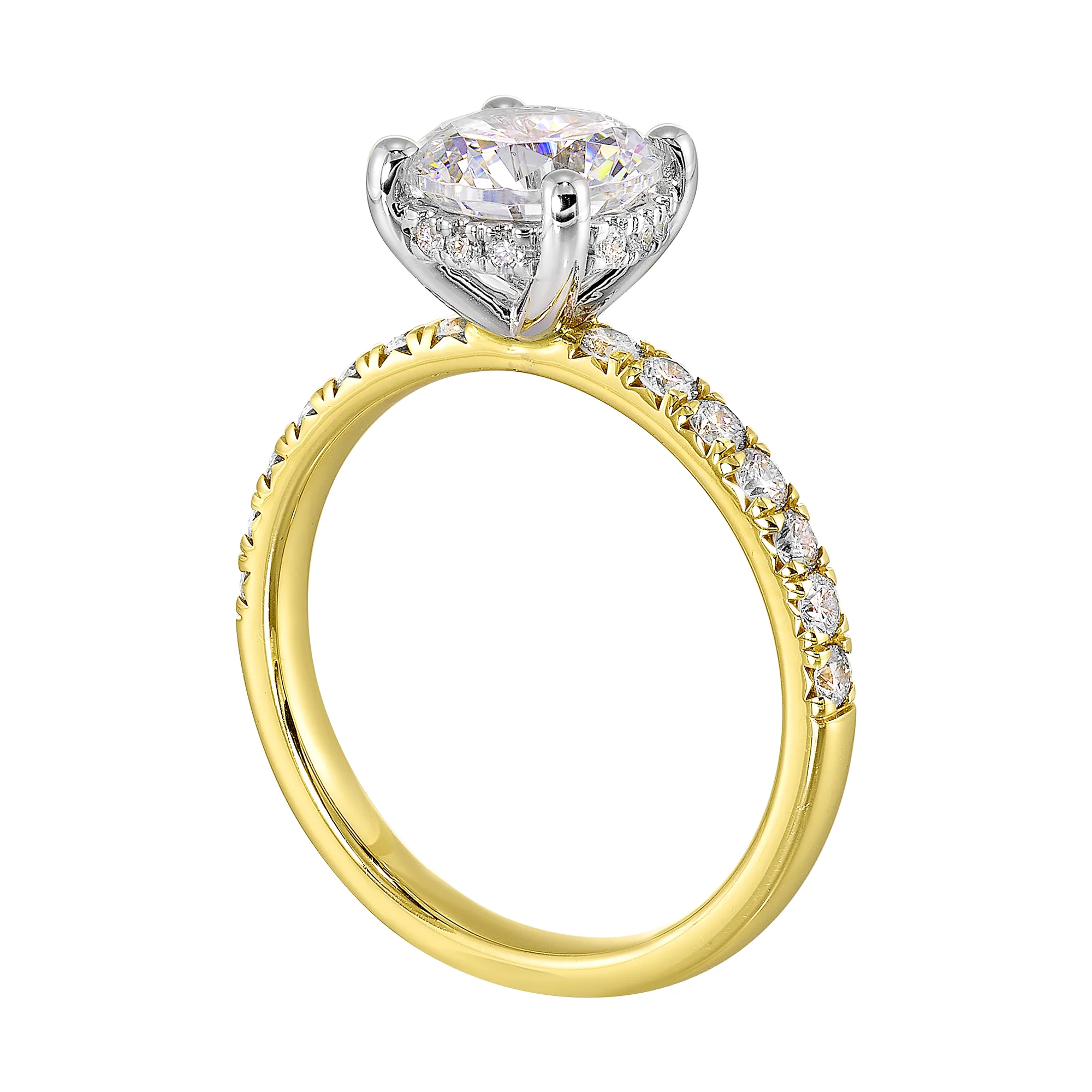 14Kt White Yellow Semi Mount 3/8Ctw For 1 1/2Ct Round Center view 3