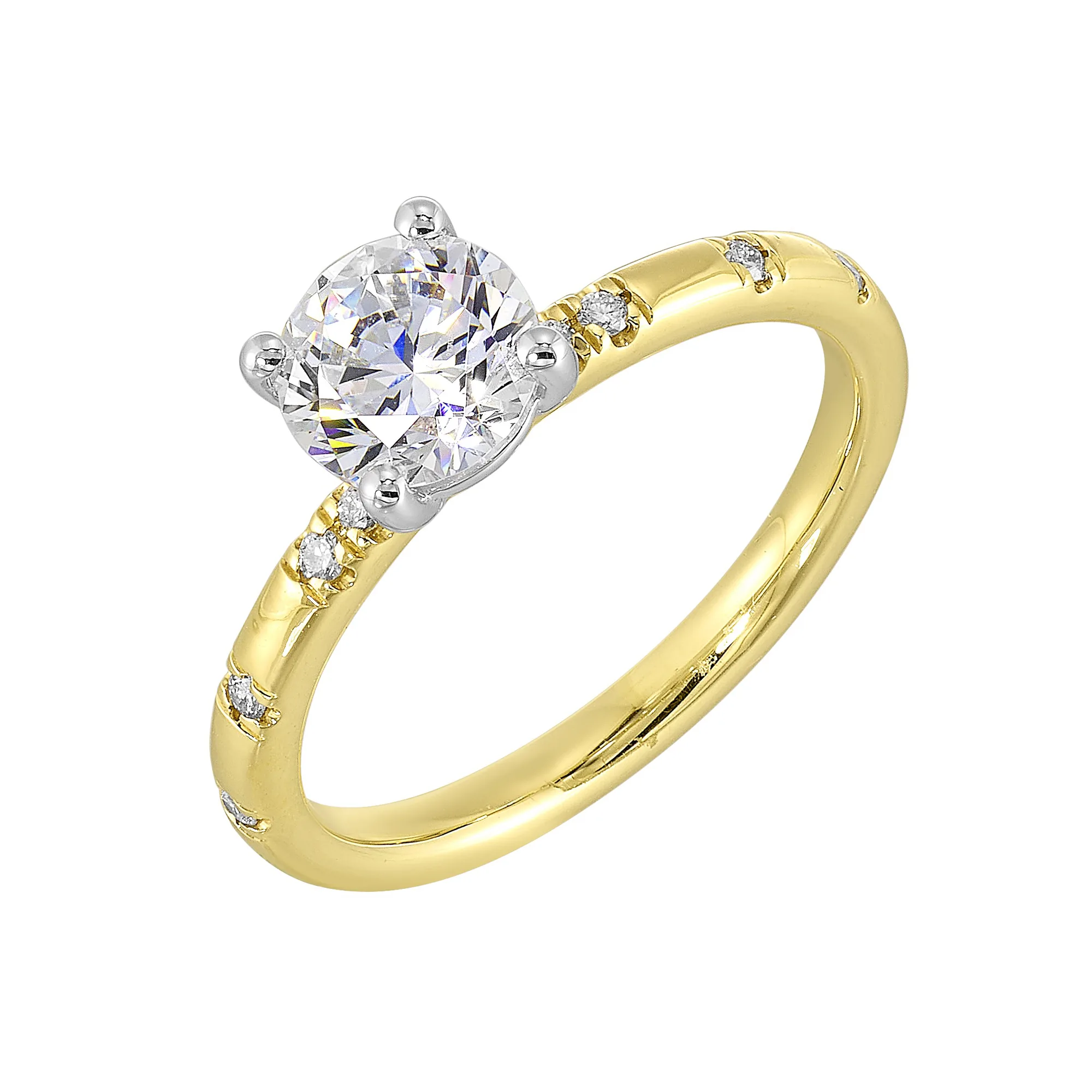 14Kt White Yellow Semi Mount 1/12Ctw For 1Ct Round Center view 2