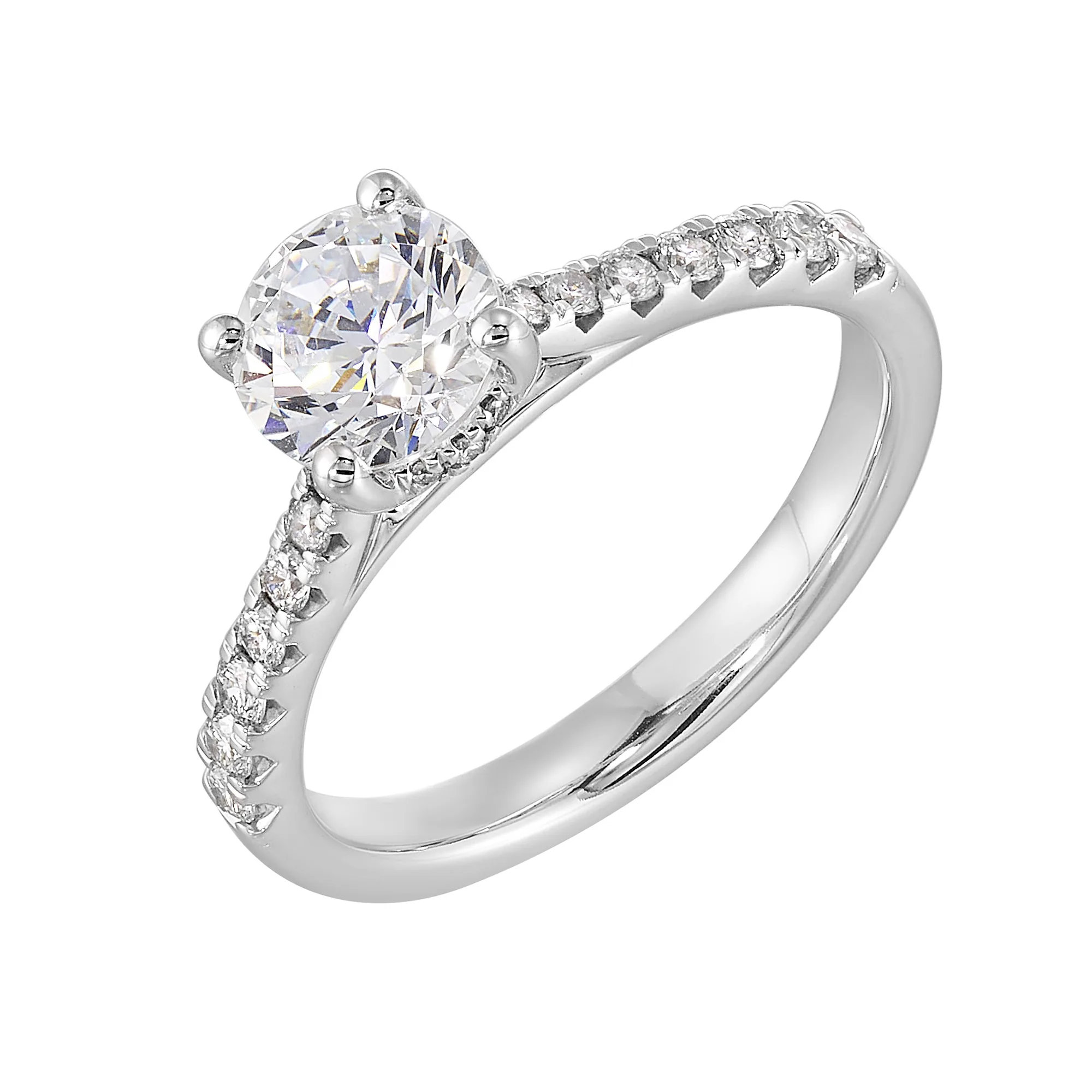 14Kt White Semi Mount 1/3Ctw For 1Ct Round Center view 2