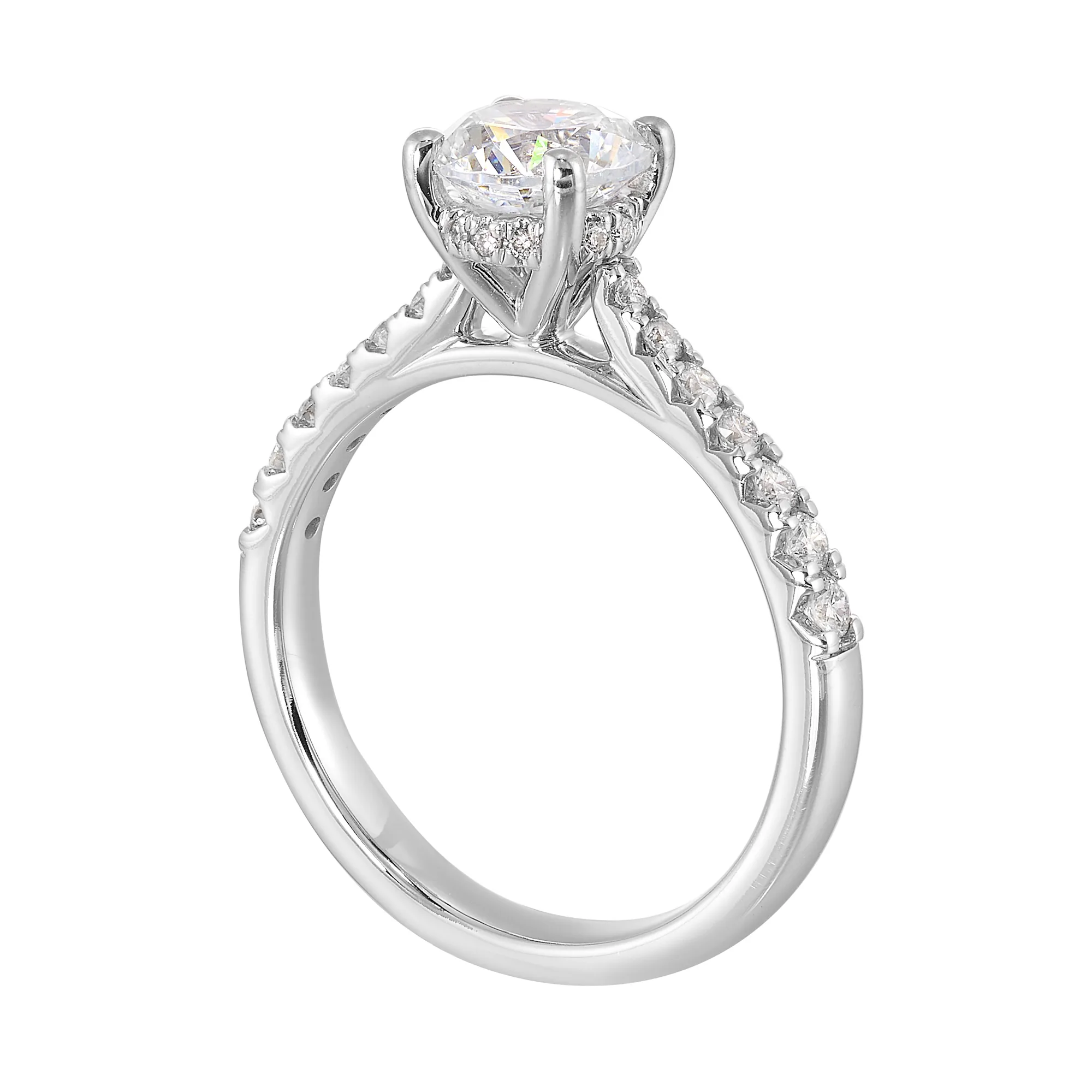 14Kt White Semi Mount 1/3Ctw For 1Ct Round Center view 3