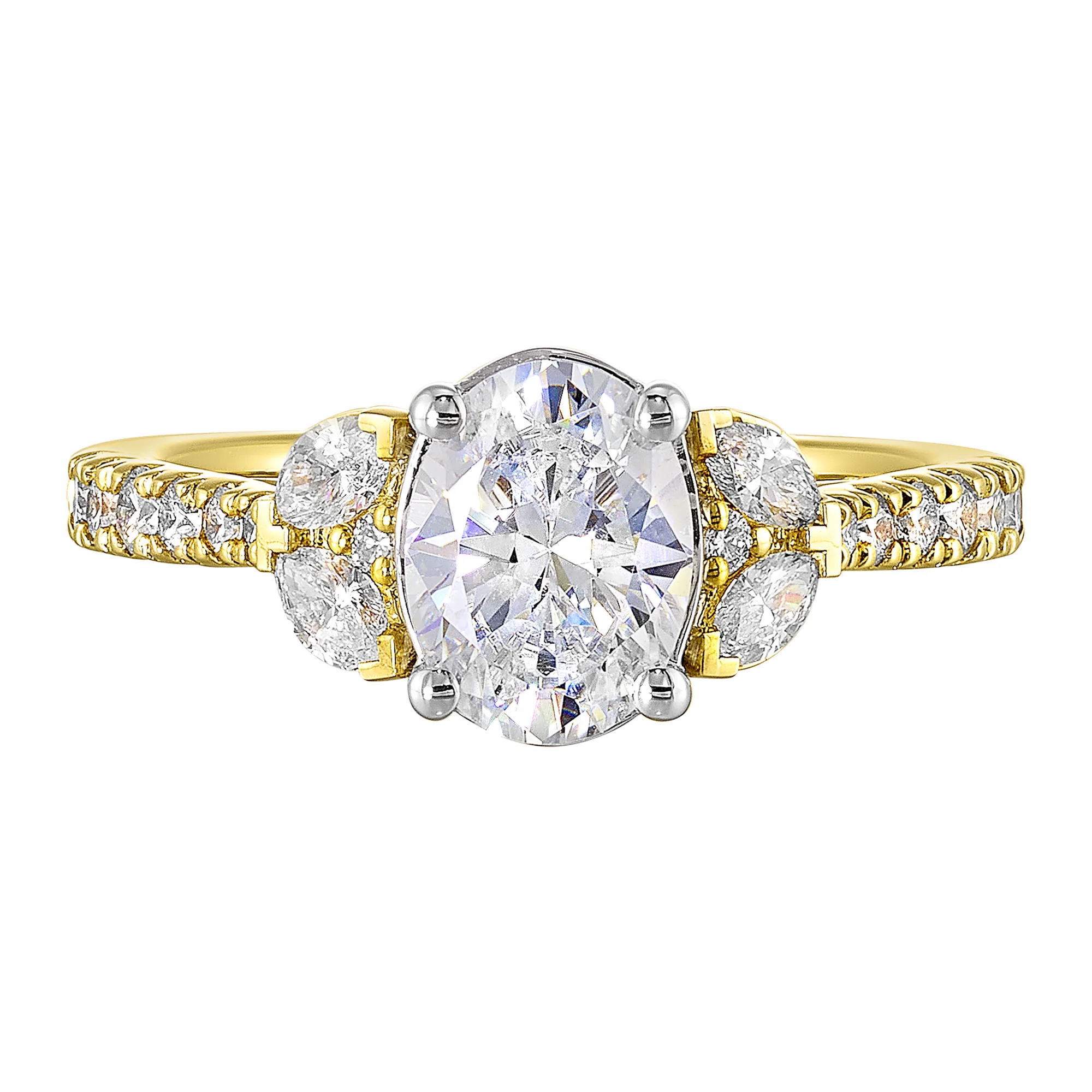 14Kt White Yellow Semi Mount 1/2Ctw For 1 1/2Ctw Oval Center