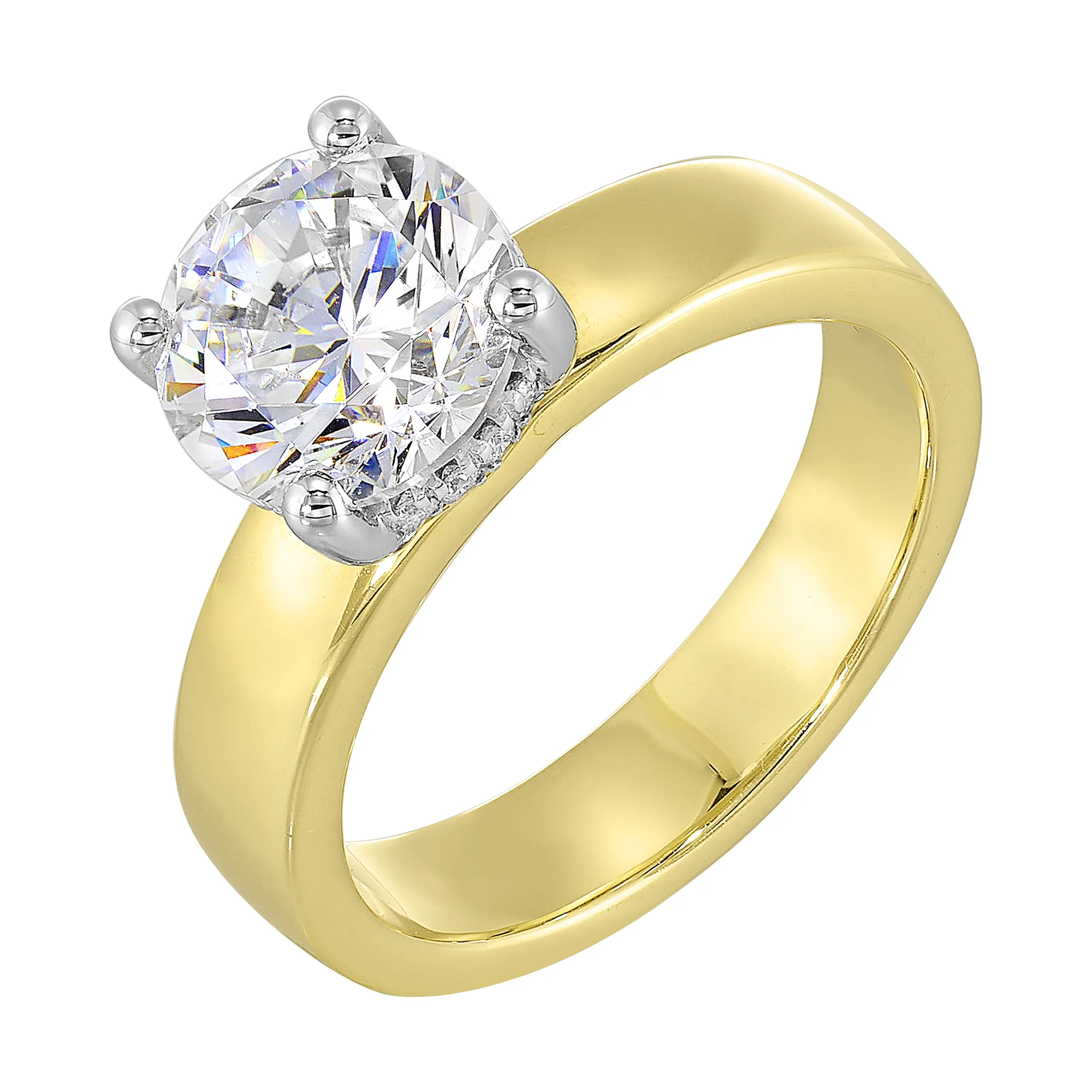 14Kt White Yellow Semi Mount 1/10Ctw For 2Ct Round Center view 2