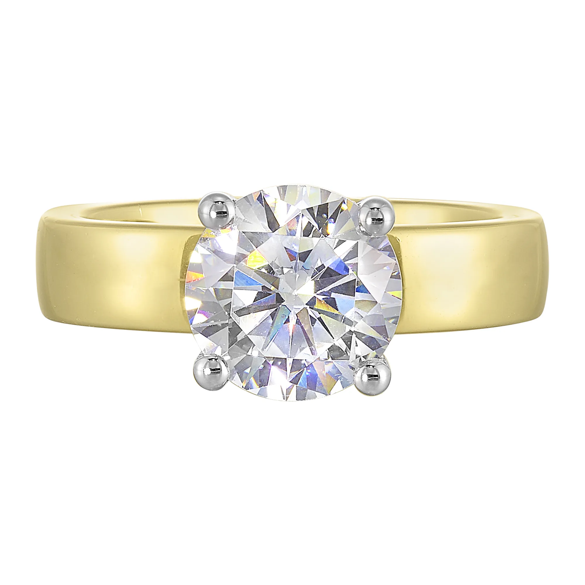 14Kt White Yellow Semi Mount 1/10Ctw For 2Ct Round Center