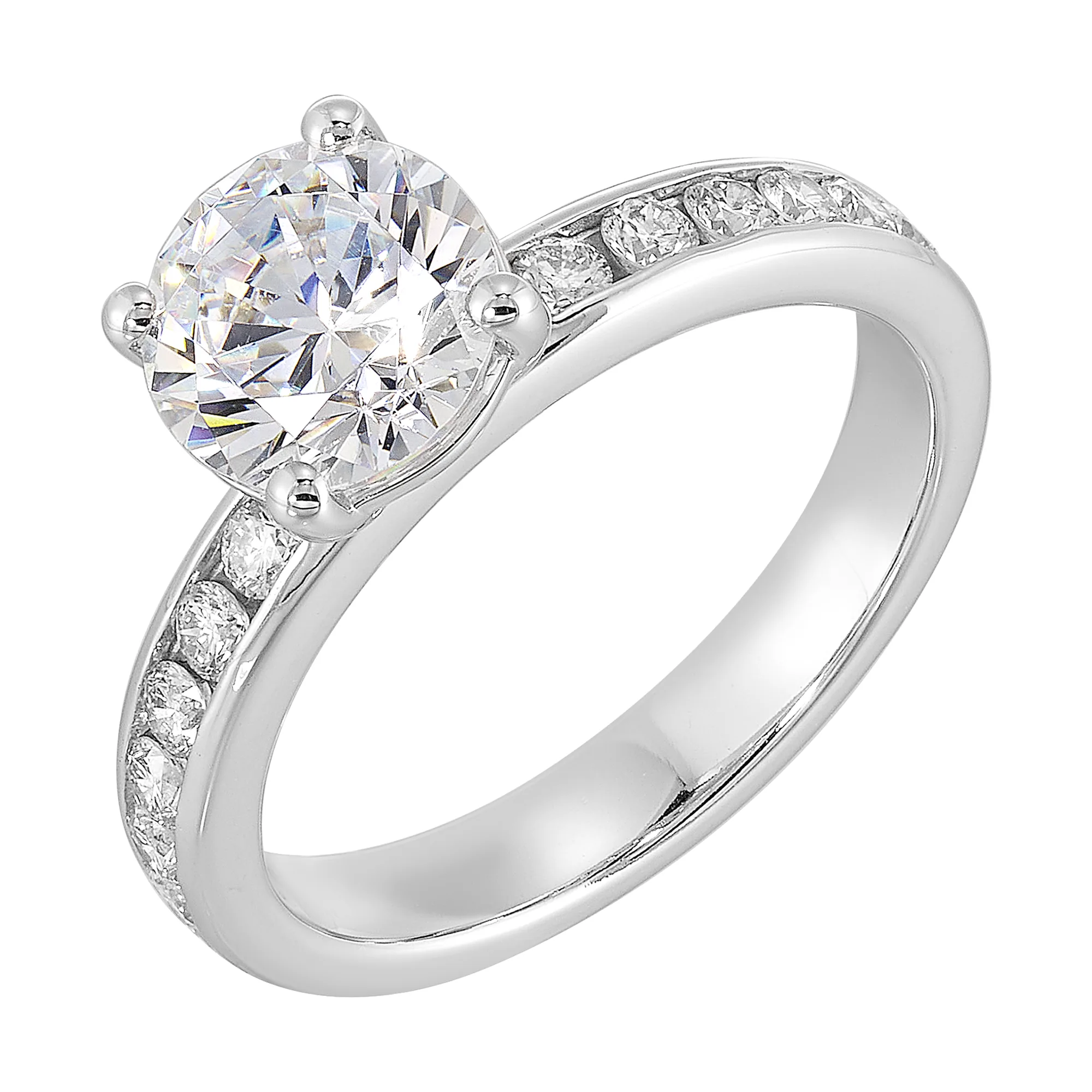 14Kt White Semi Mount 3/8Ctw For 1 1/2Ct Round Center view 2