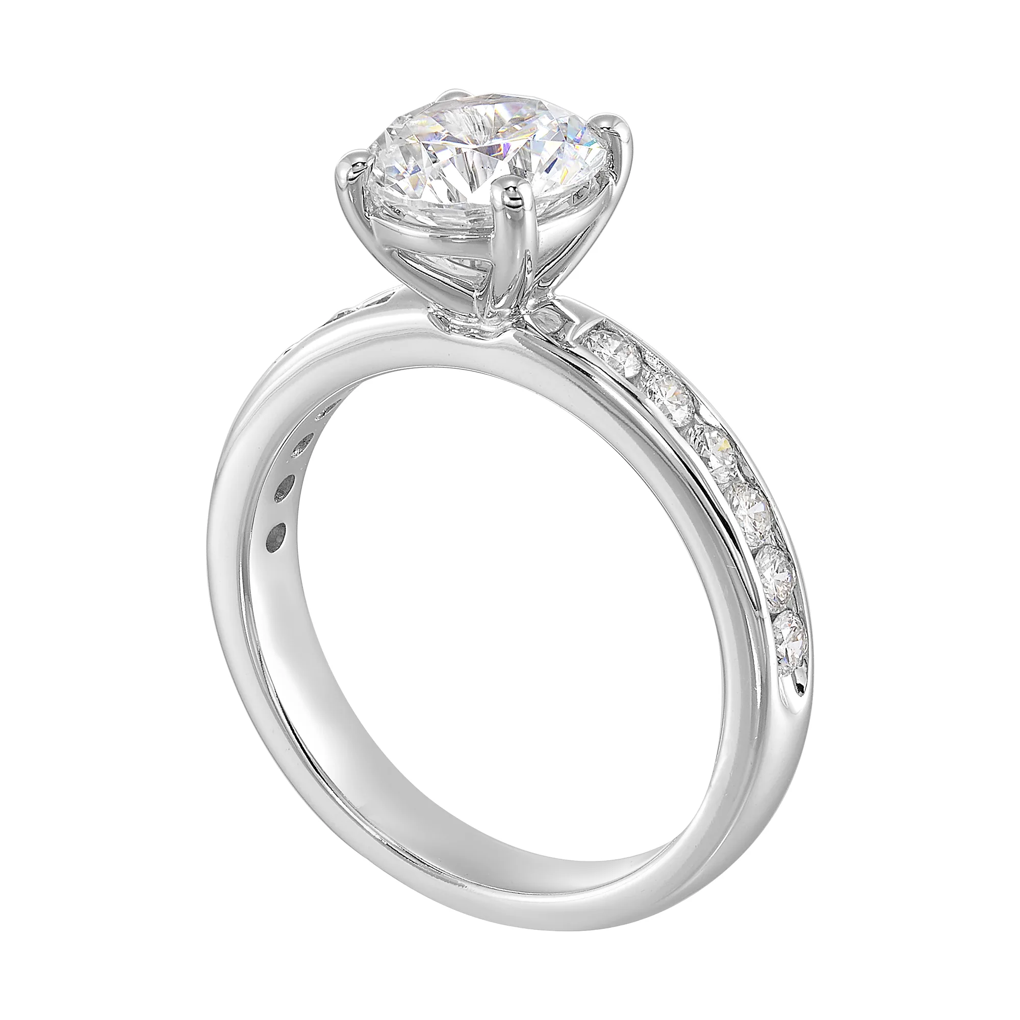 14Kt White Semi Mount 3/8Ctw For 1 1/2Ct Round Center view 3