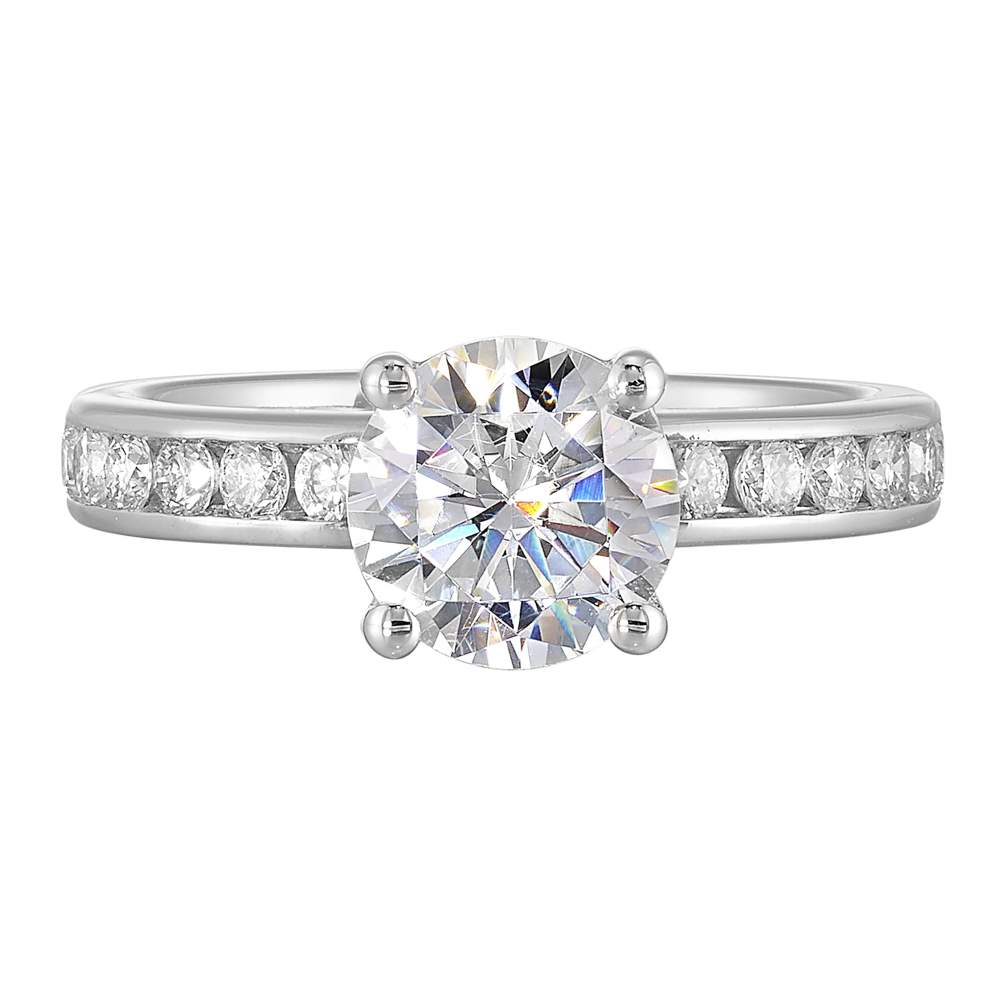14Kt White Semi Mount 3/8Ctw For 1 1/2Ct Round Center
