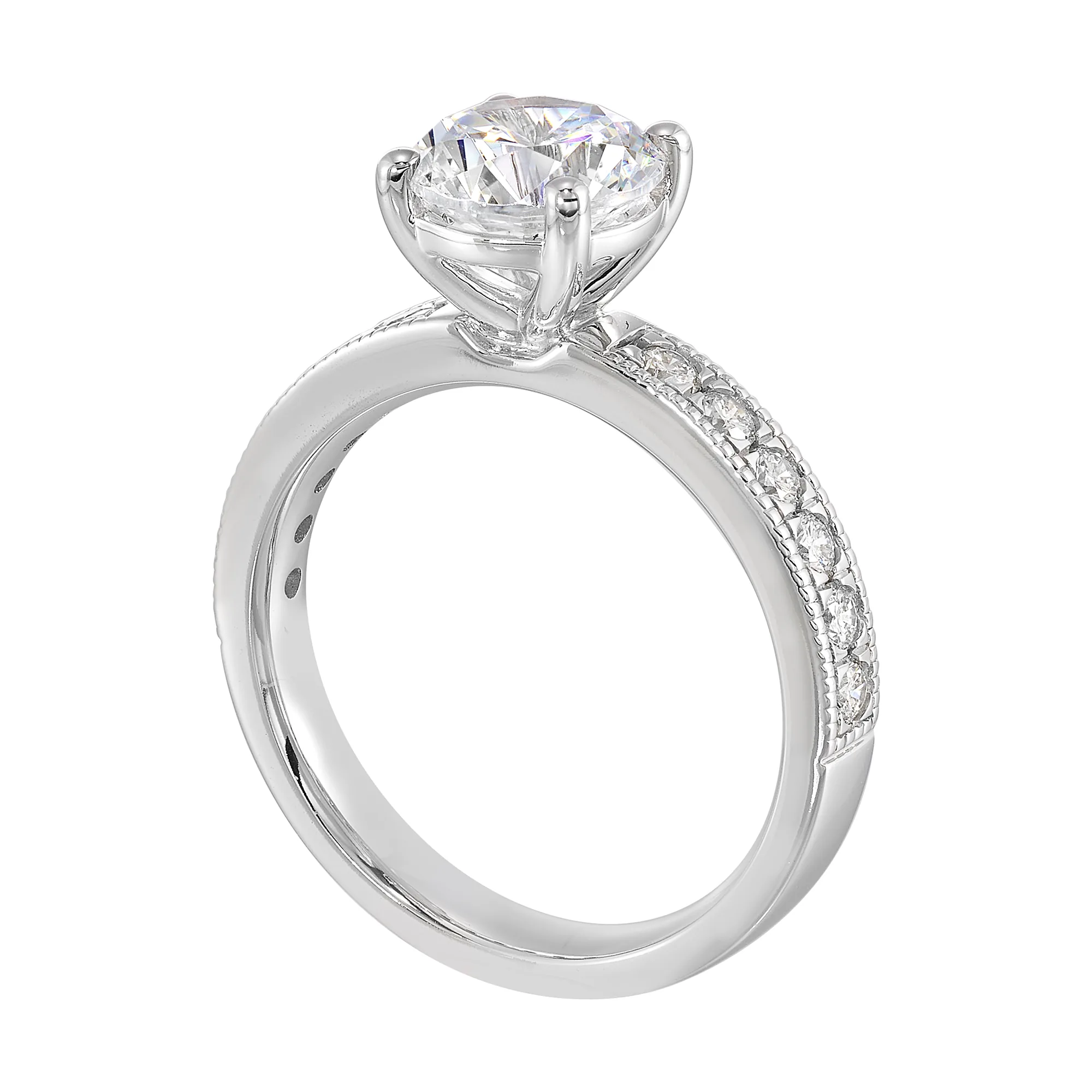 14Kt White Semi Mount 3/8Ctw For 1 1/2Ct Round Center view 3
