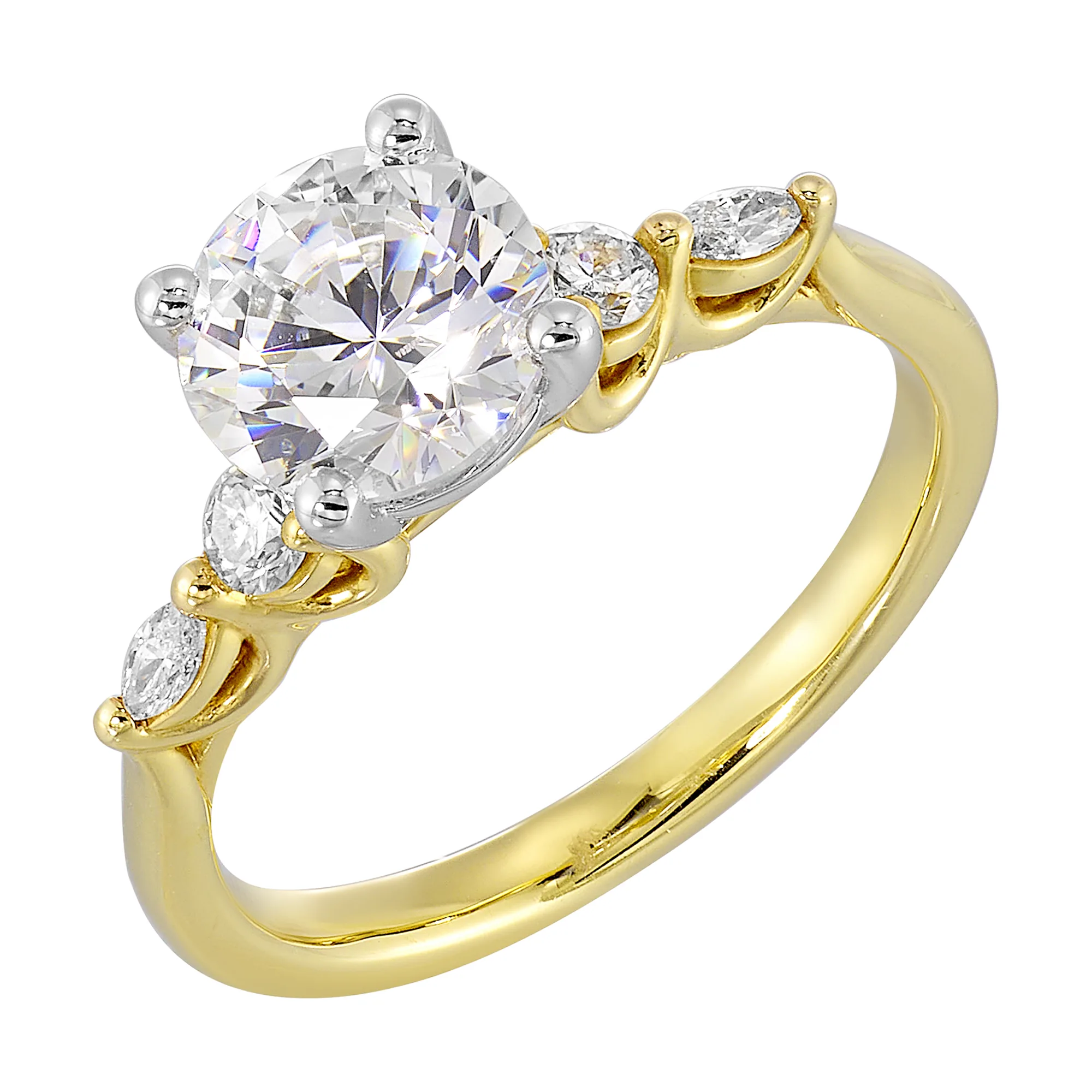 14Kt White Yellow Semi Mount 1/5Ctw For 1 1/2Ct Round Center view 2