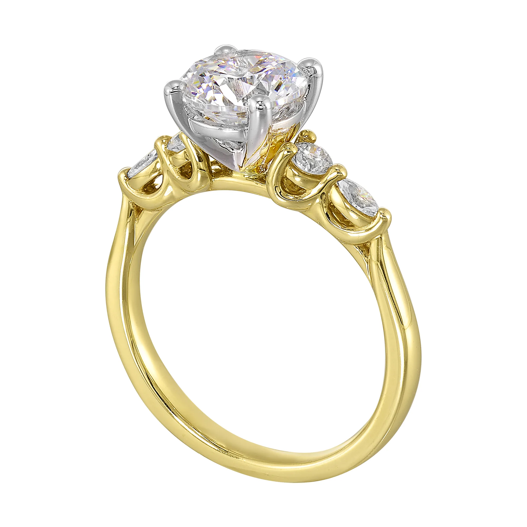 14Kt White Yellow Semi Mount 1/5Ctw For 1 1/2Ct Round Center view 3