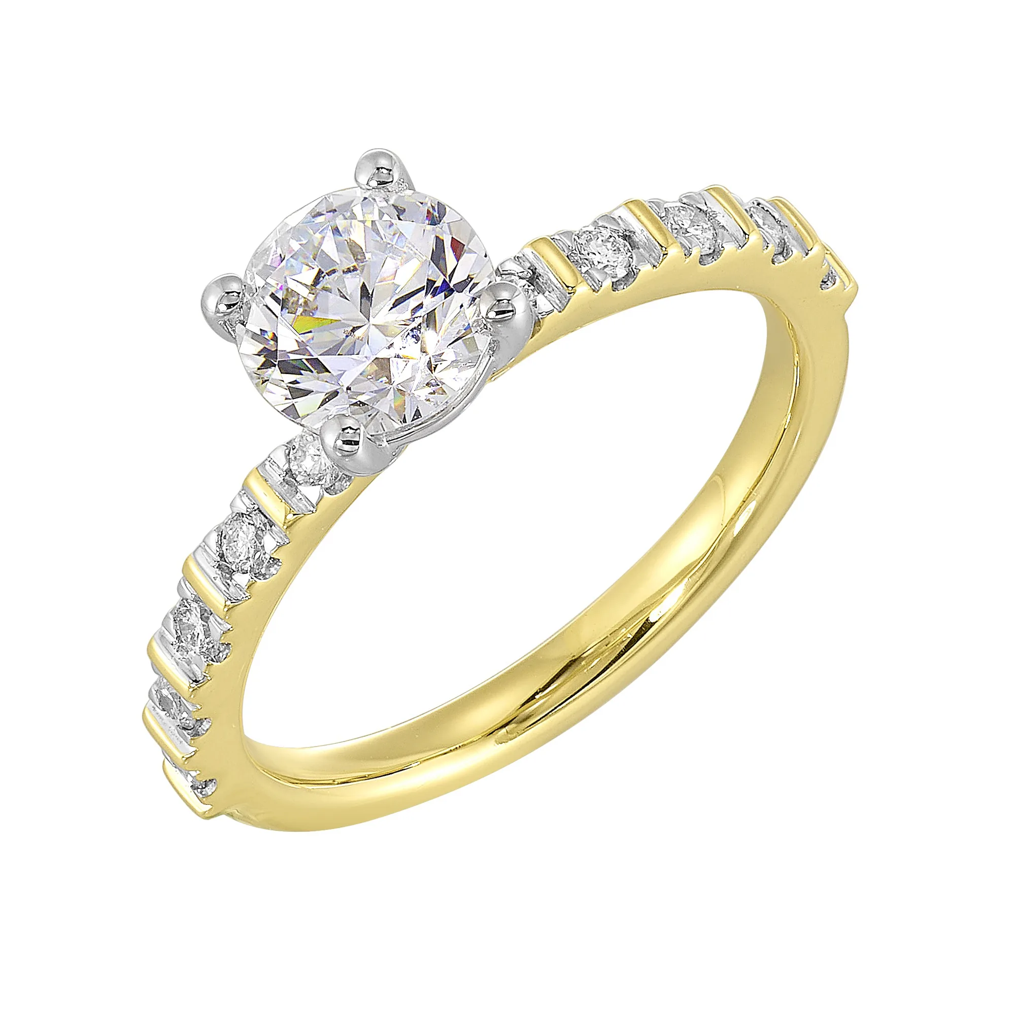 14Kt White Yellow Semi Mount 1/6Ctw For 1Ct Round Center view 2